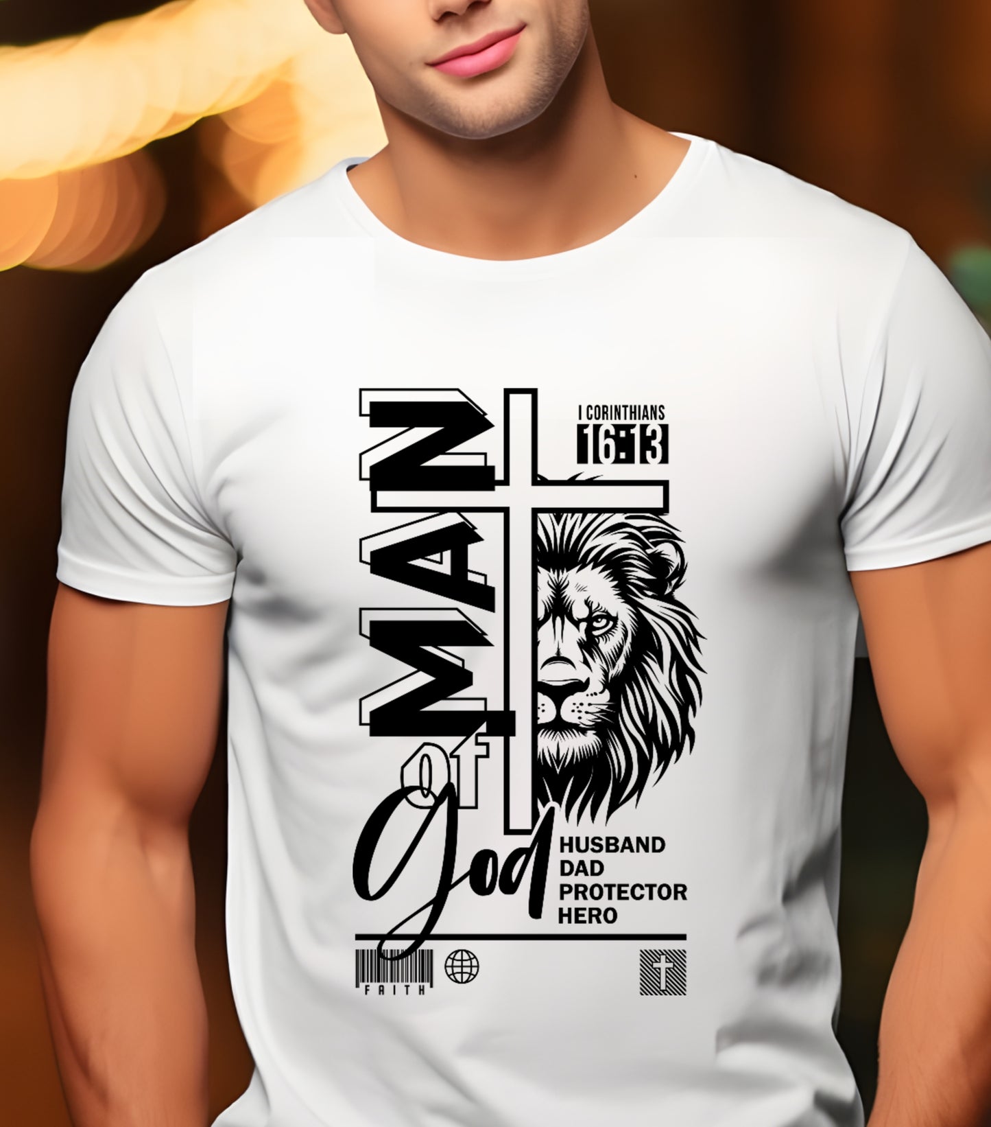 Dad Christian Shirt, Man of God shirt, bible verse Jesus shirt, Dad lion shirt, Christian cross Shirt (Copy)