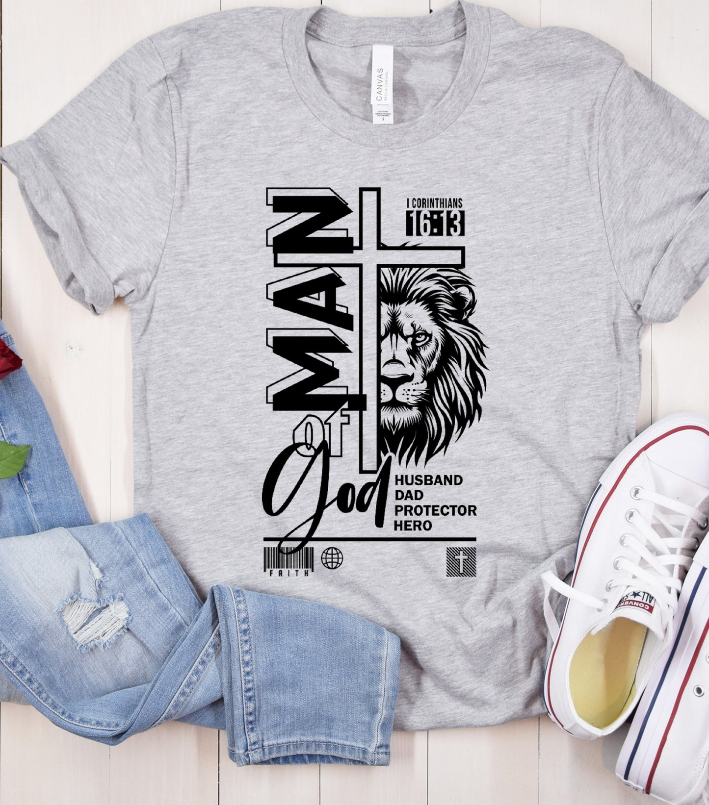 Dad Christian Shirt, Man of God shirt, bible verse Jesus shirt, Dad lion shirt, Christian cross Shirt (Copy)