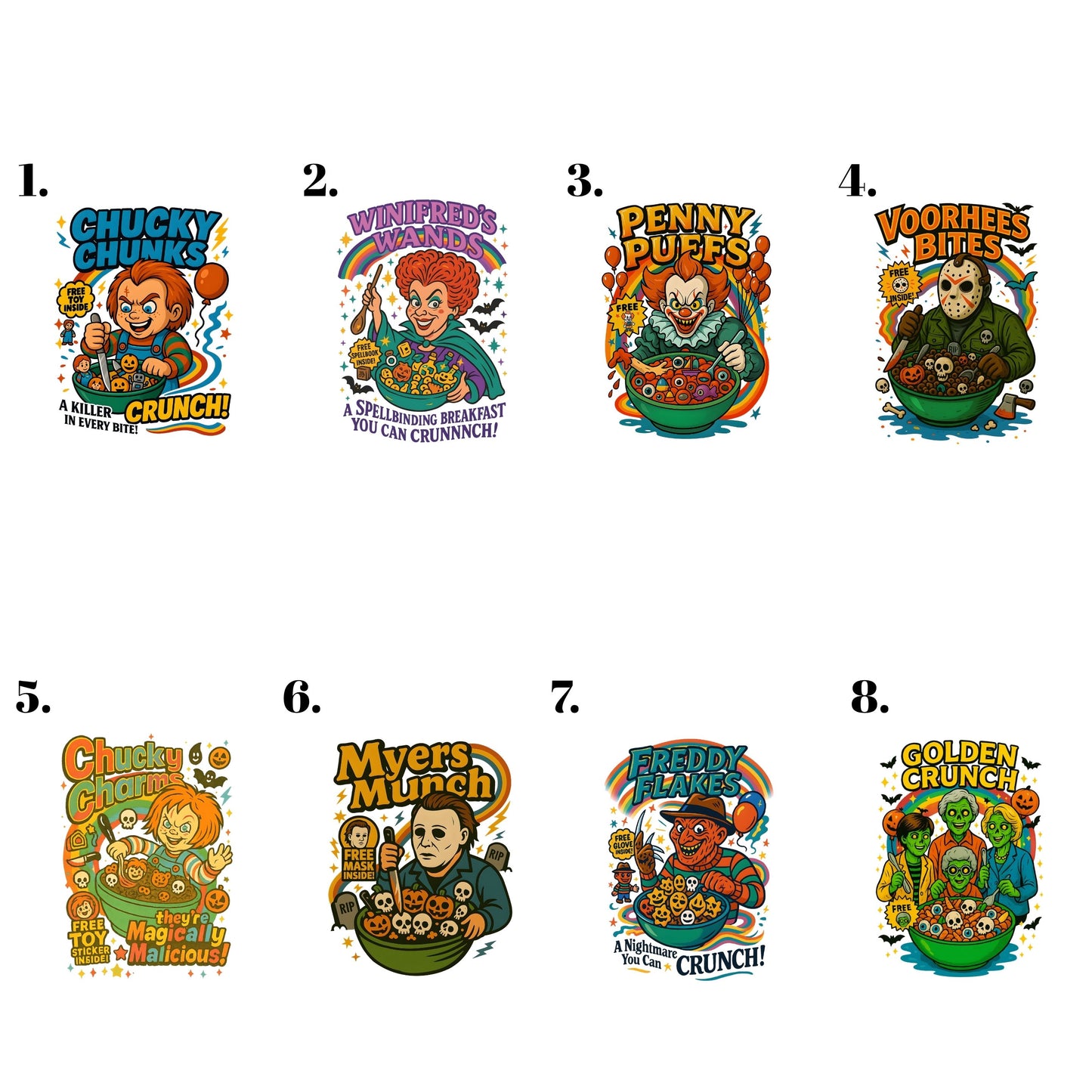 Funny Horror Character Cereal T-Shirt, Cereal Killers Shirt, Horror Movie Characters Shirt,  Scary Movies Shirt Spooky Season