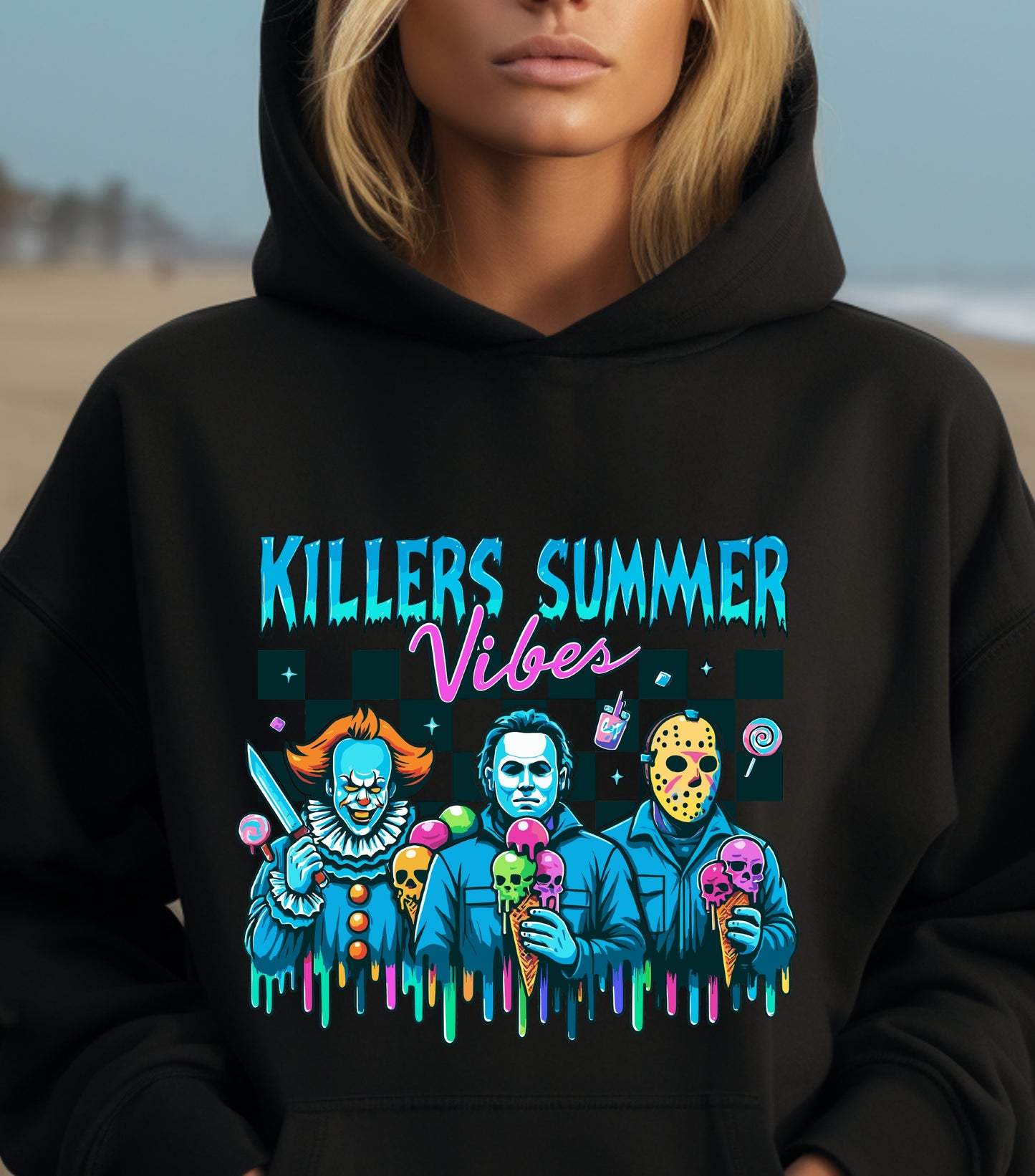 Summer Halloween Hoodie, Killers Summer Vibes Hoodie, Funny Halloween Funny Hoodie,  Halloween in Summer Hoodie