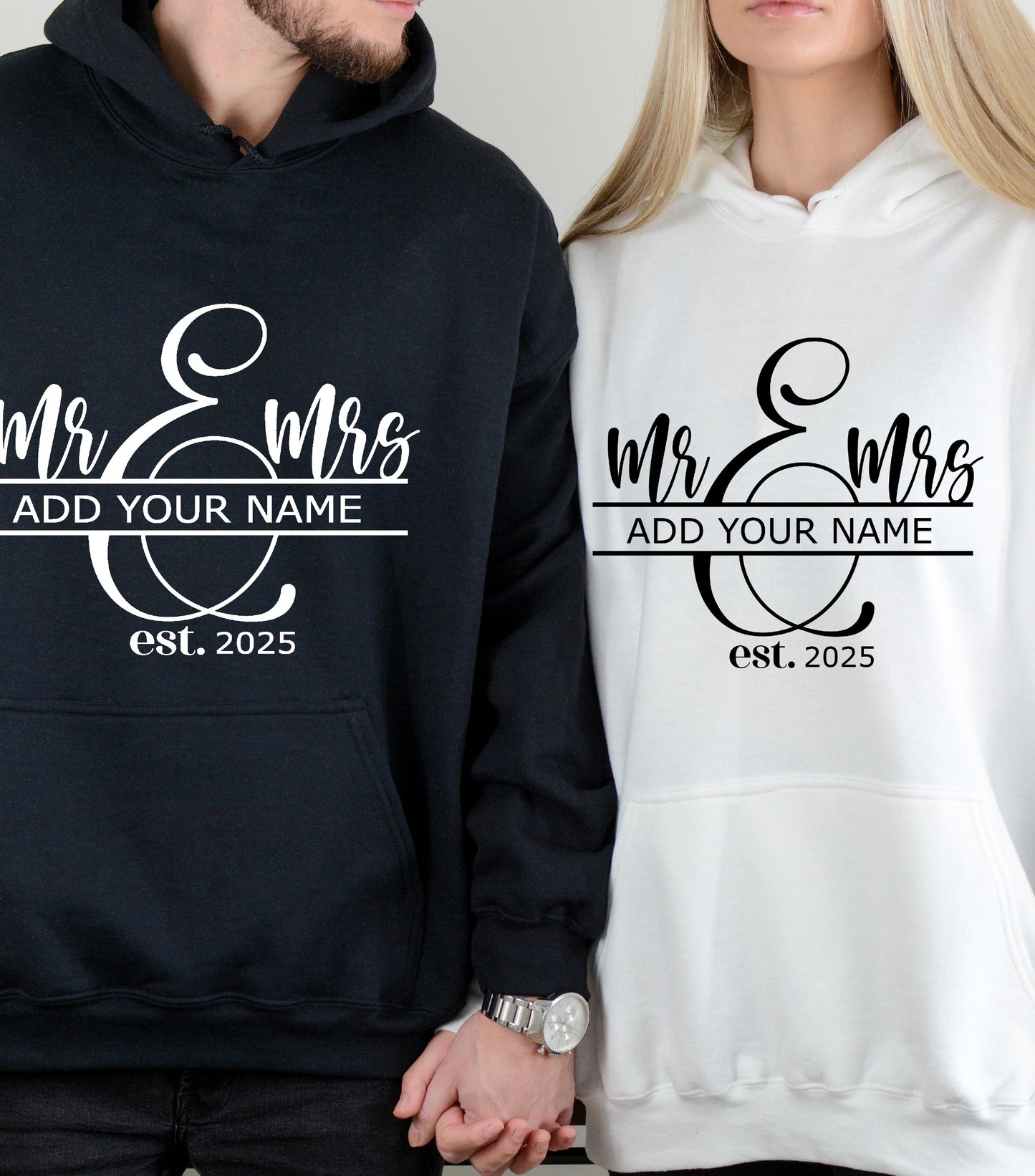 Mr and Mrs Hoodie, Spilt Monogram Hoodie, Wedding Signs Hoodie, Last Name Sign hoodie, Family Name Sign hoodie