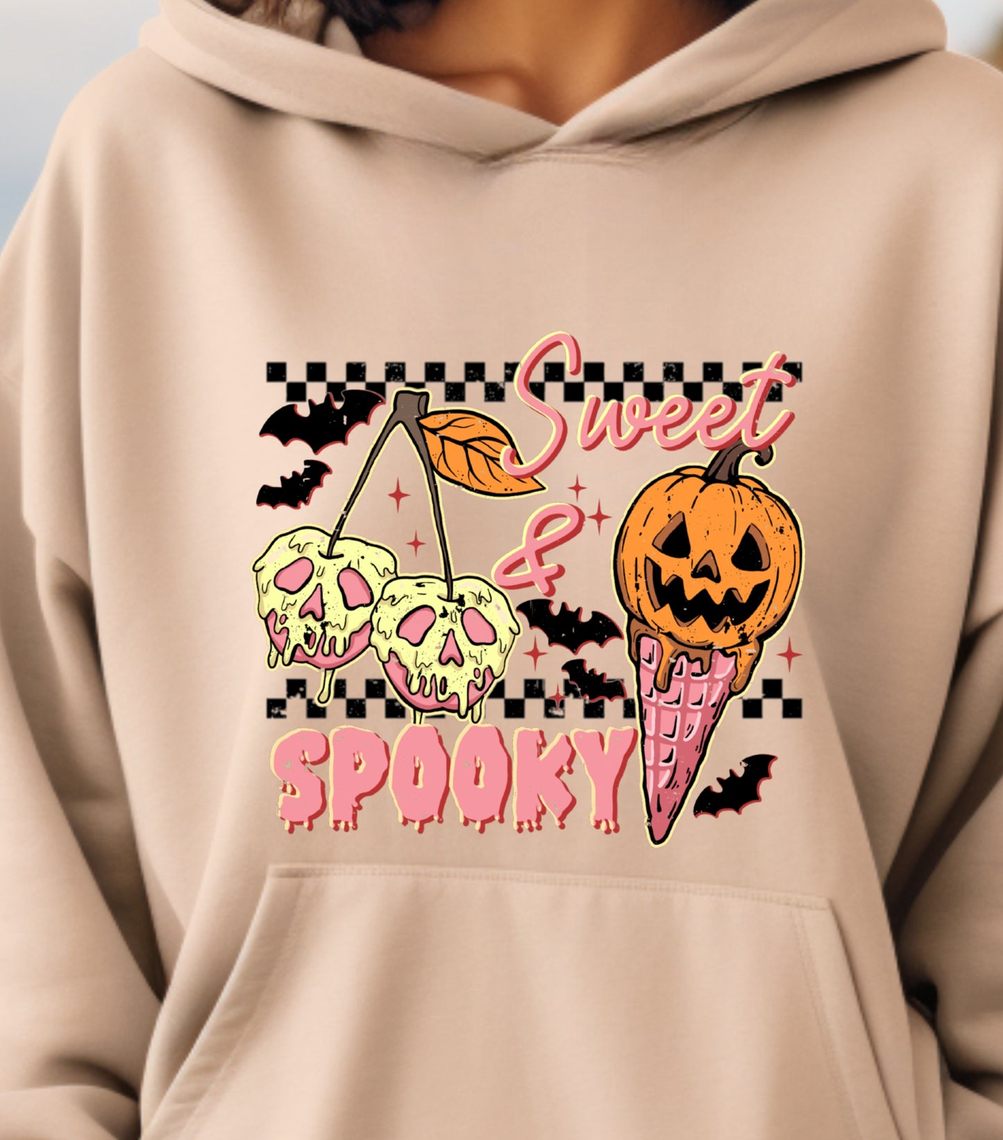 Sweet and Spooky Halloween Hoodie, Trendy Halloween Ice cream Hoodie, Funny Spooky Season,  Trick or treat Hoodie, Funny Fall Summer hoodie