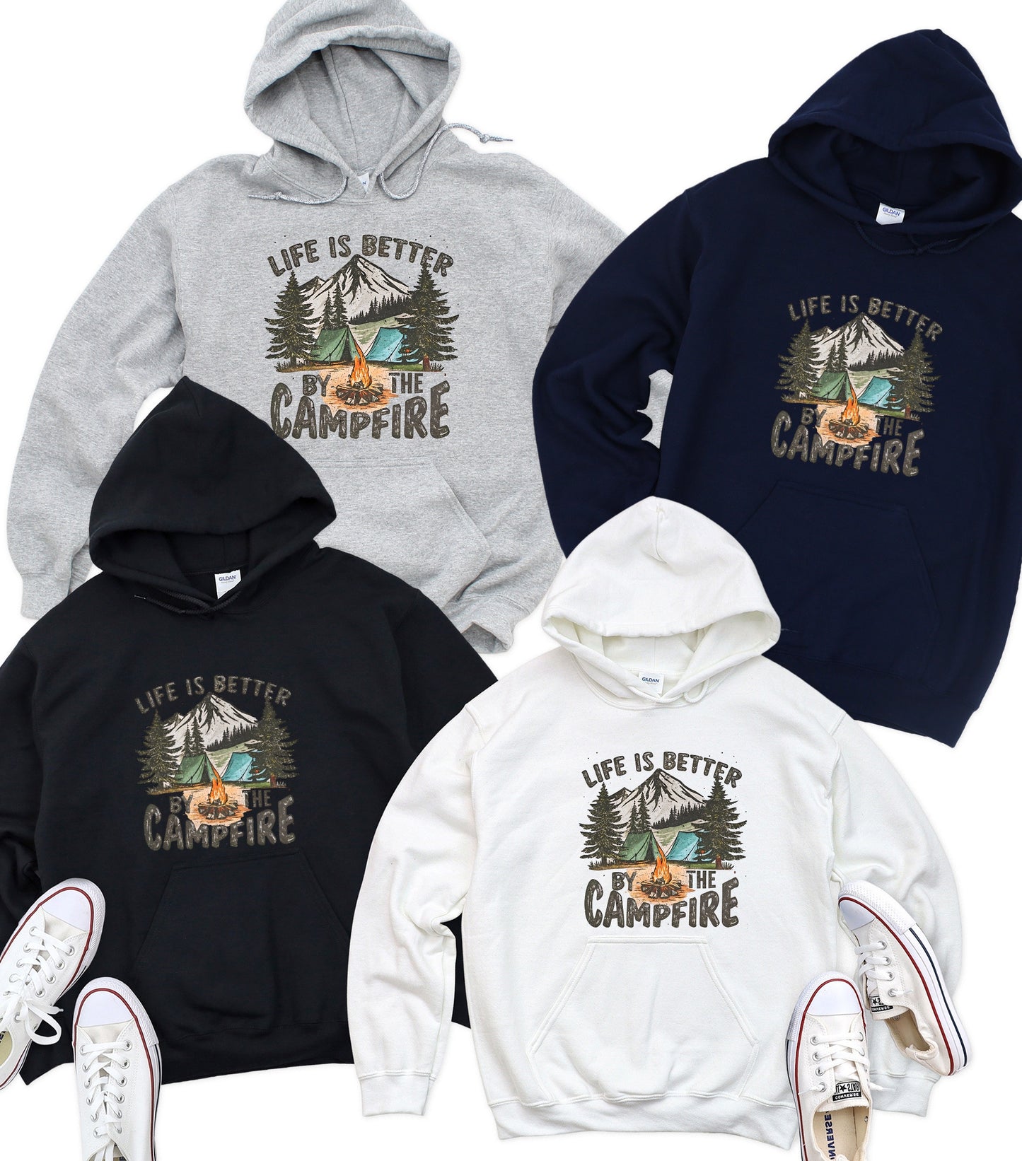 Life Is Better By The Campfire hoodie, Camping Retro hoodie, summer vibes and holiday hoodie