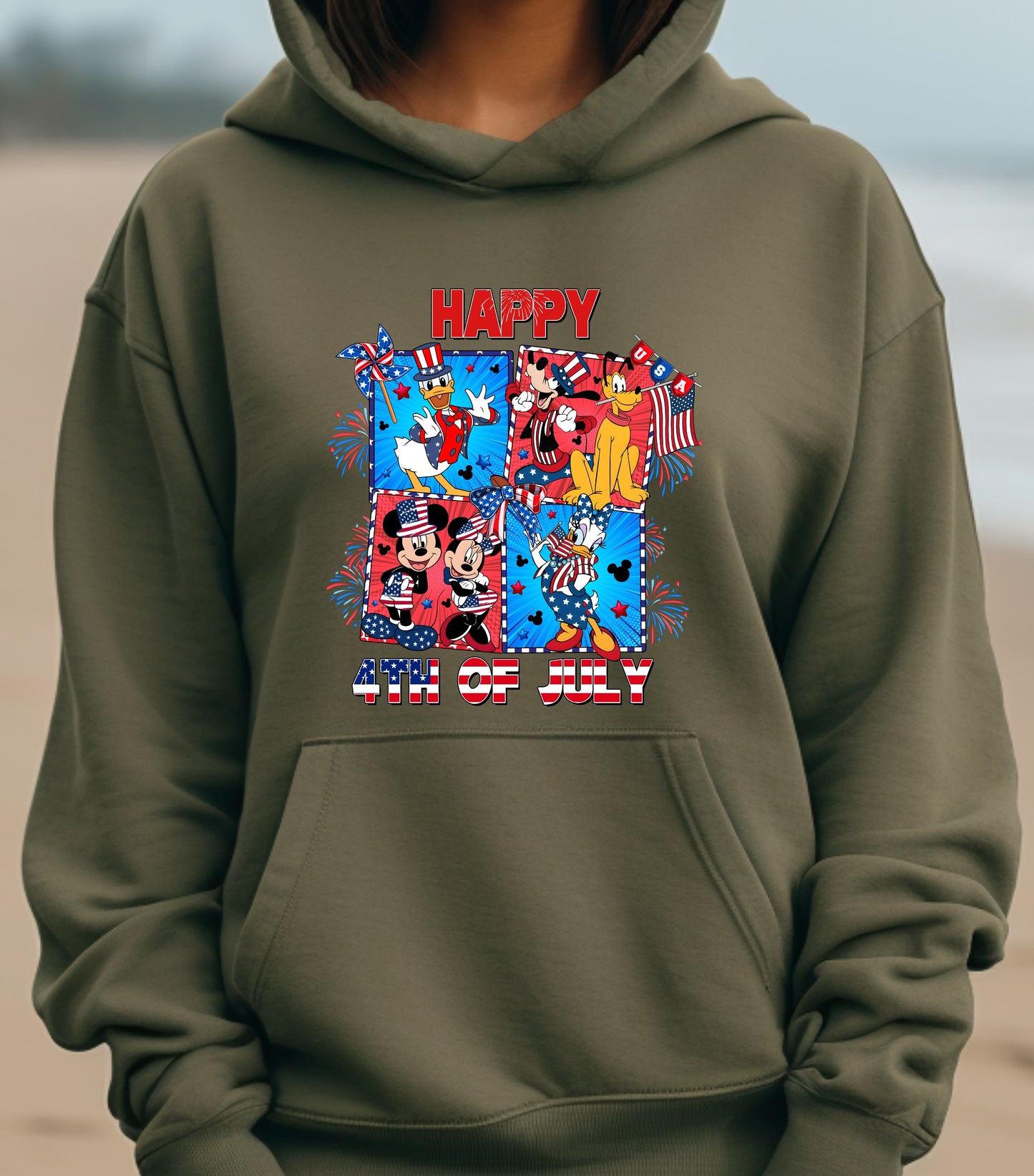 Mouse 4th Of July Hoodie, Cartoon 4th July Hoodie, Fourth Of July, Independence Day Hoodie, 4t of July Coquette Hoodie