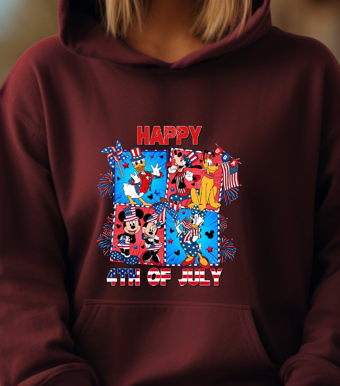 Mouse 4th Of July Hoodie, Cartoon 4th July Hoodie, Fourth Of July, Independence Day Hoodie, 4t of July Coquette Hoodie