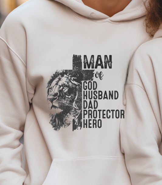 Dad Christian Hoodie, Man of God hoodie, bible verse Jesus hoodie, Dad lion hoodie, Christian cross hoodie