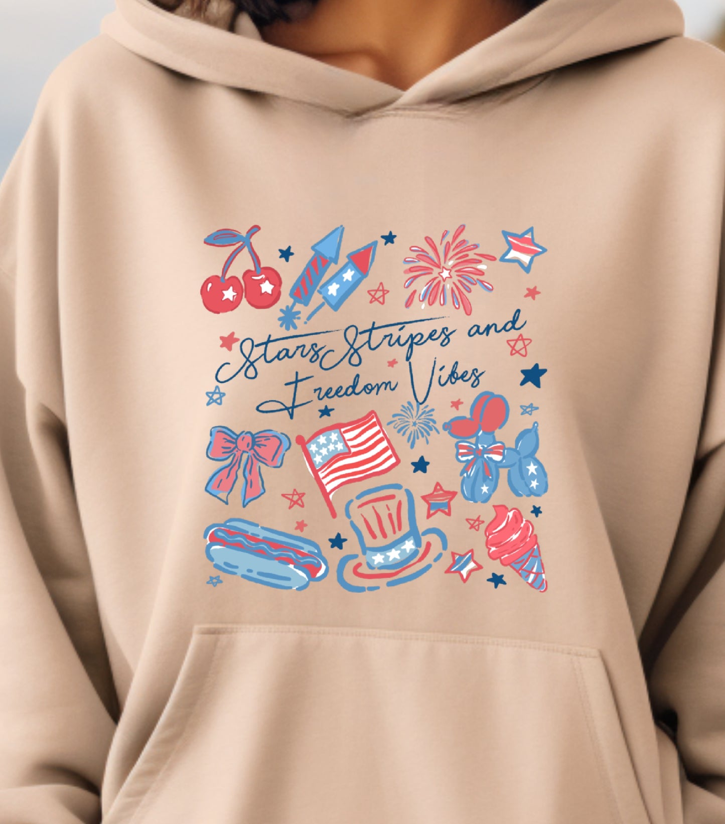 Stars Stipes and Freedom Vibes Hoodie, 4th Of July hoodie, Girly American hoodie, America Coquette hoodie