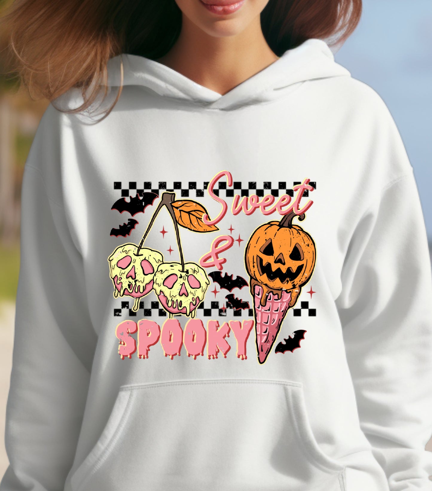 Sweet and Spooky Halloween Hoodie, Trendy Halloween Ice cream Hoodie, Funny Spooky Season,  Trick or treat Hoodie, Funny Fall Summer hoodie