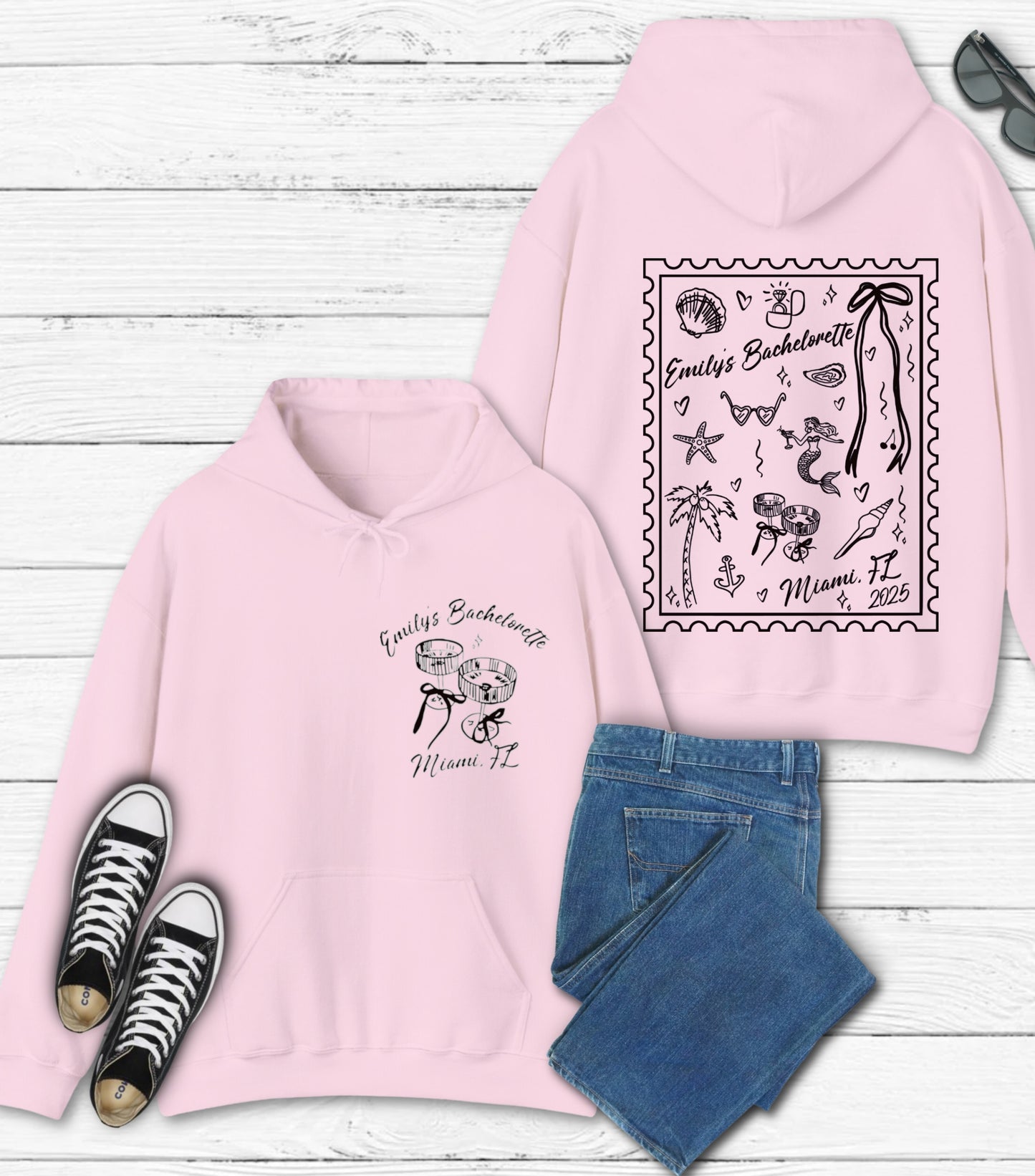 Personalized Summer Mermaid Bachelorette hoodie, Beach Bachelorette hoodie, Mermaid Bach hoodie,  Coastal Bachelorette hoodie, Tropical Bach Party hoodie