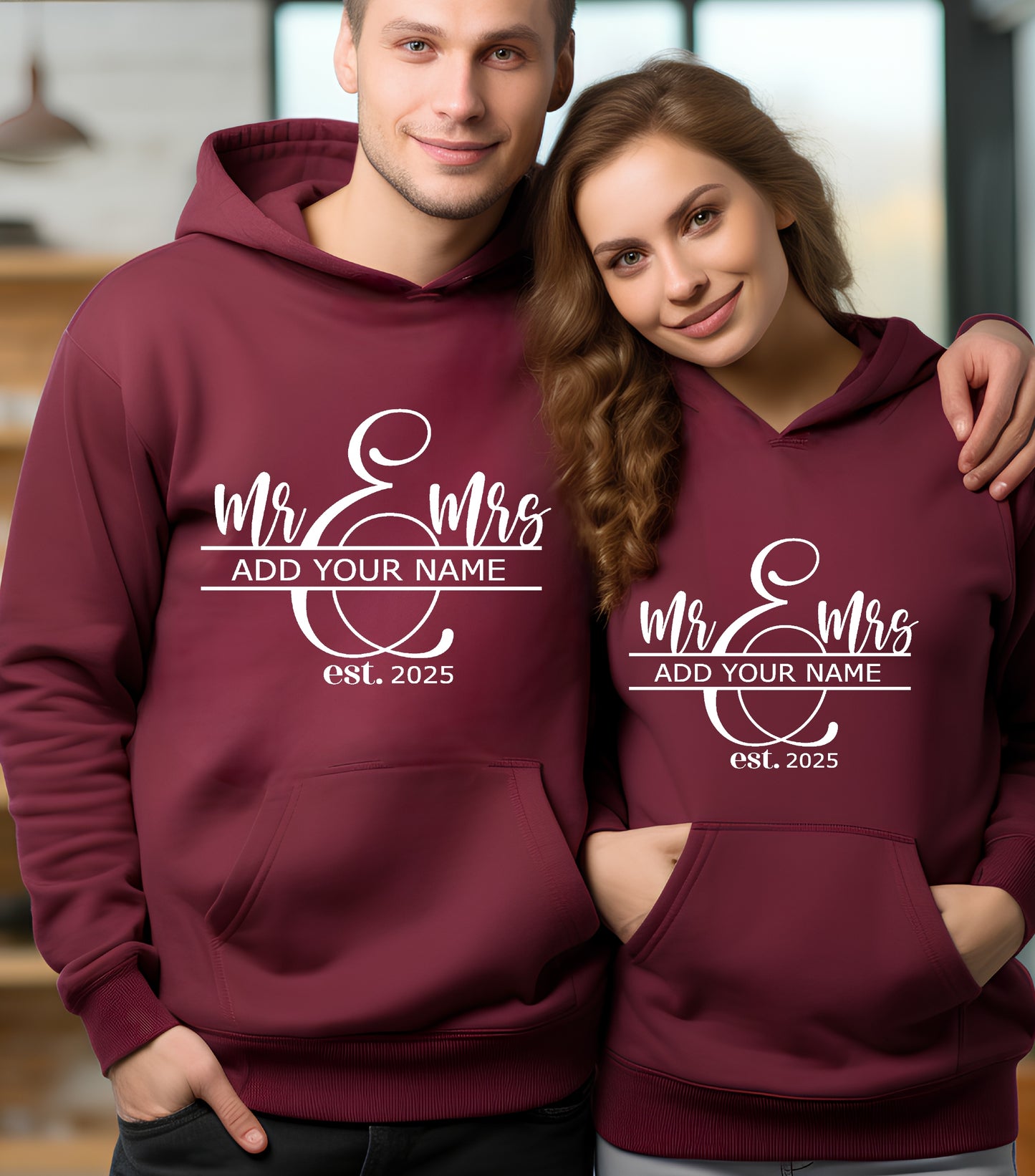 Mr and Mrs Hoodie, Spilt Monogram Hoodie, Wedding Signs Hoodie, Last Name Sign hoodie, Family Name Sign hoodie