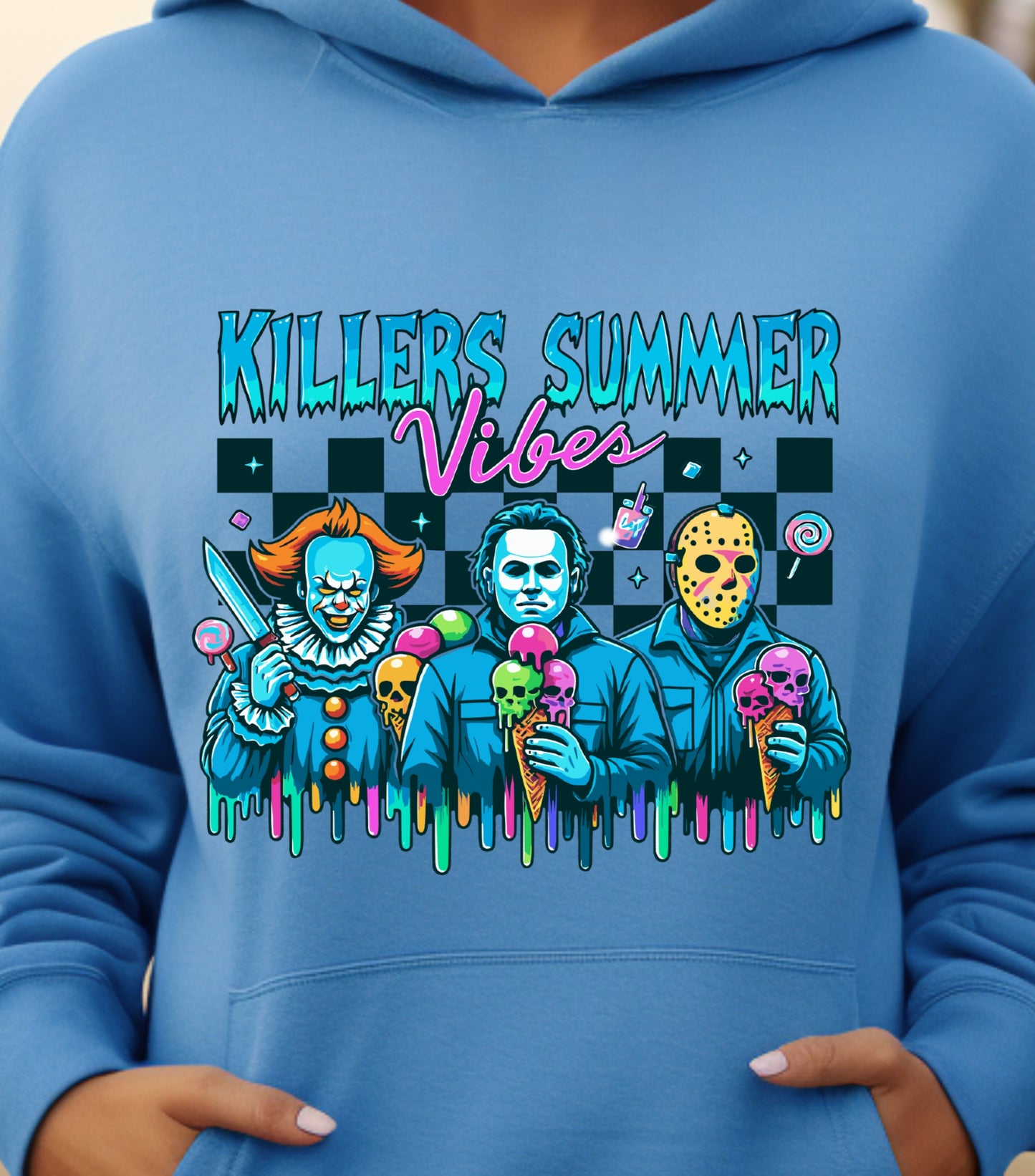 Summer Halloween Hoodie, Killers Summer Vibes Hoodie, Funny Halloween Funny Hoodie,  Halloween in Summer Hoodie