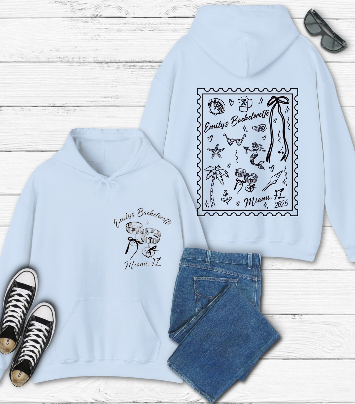 Personalized Summer Mermaid Bachelorette hoodie, Beach Bachelorette hoodie, Mermaid Bach hoodie,  Coastal Bachelorette hoodie, Tropical Bach Party hoodie