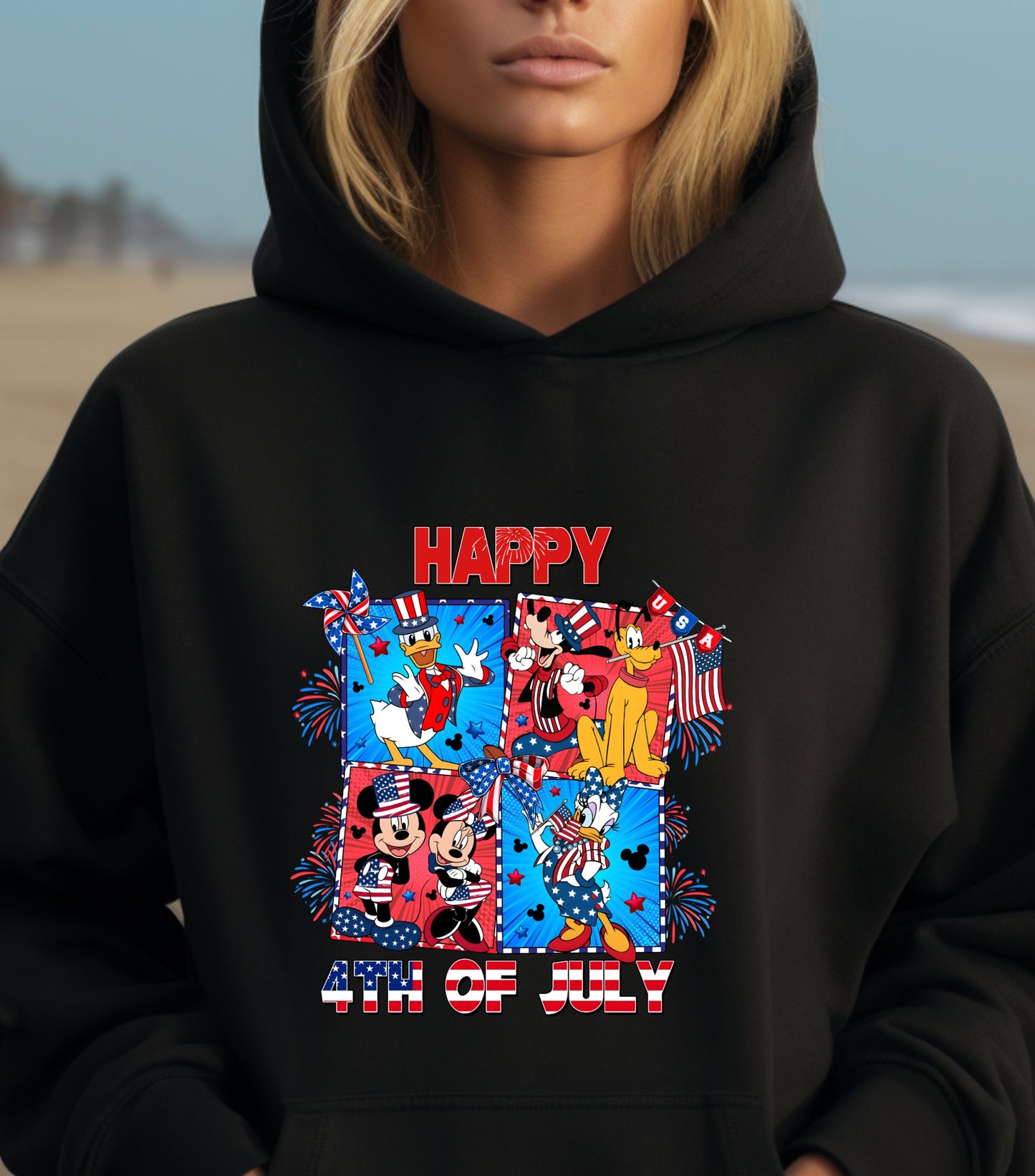 Mouse 4th Of July Hoodie, Cartoon 4th July Hoodie, Fourth Of July, Independence Day Hoodie, 4t of July Coquette Hoodie