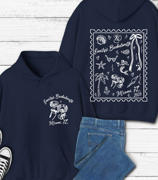 Personalized Summer Mermaid Bachelorette hoodie, Beach Bachelorette hoodie, Mermaid Bach hoodie,  Coastal Bachelorette hoodie, Tropical Bach Party hoodie