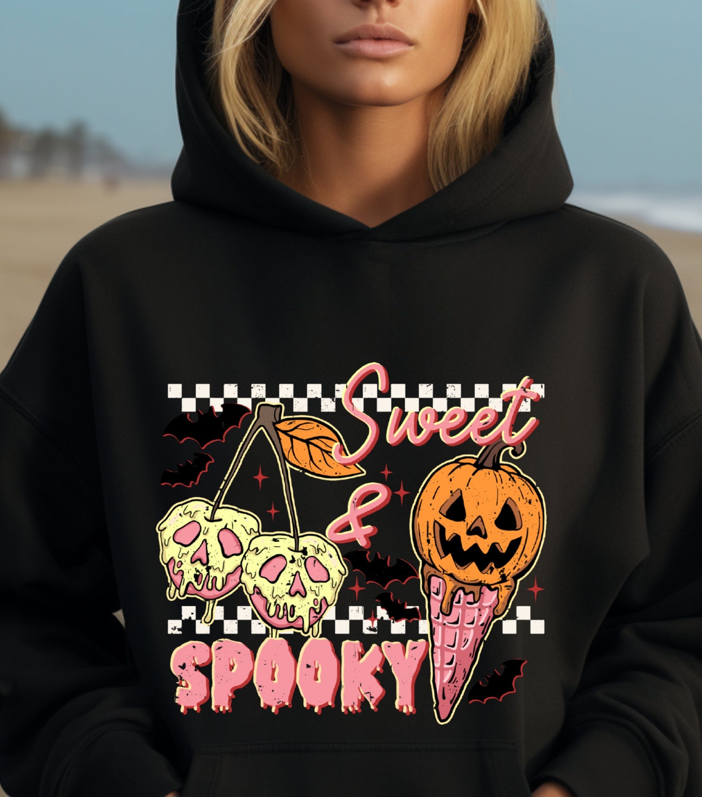 Sweet and Spooky Halloween Hoodie, Trendy Halloween Ice cream Hoodie, Funny Spooky Season,  Trick or treat Hoodie, Funny Fall Summer hoodie