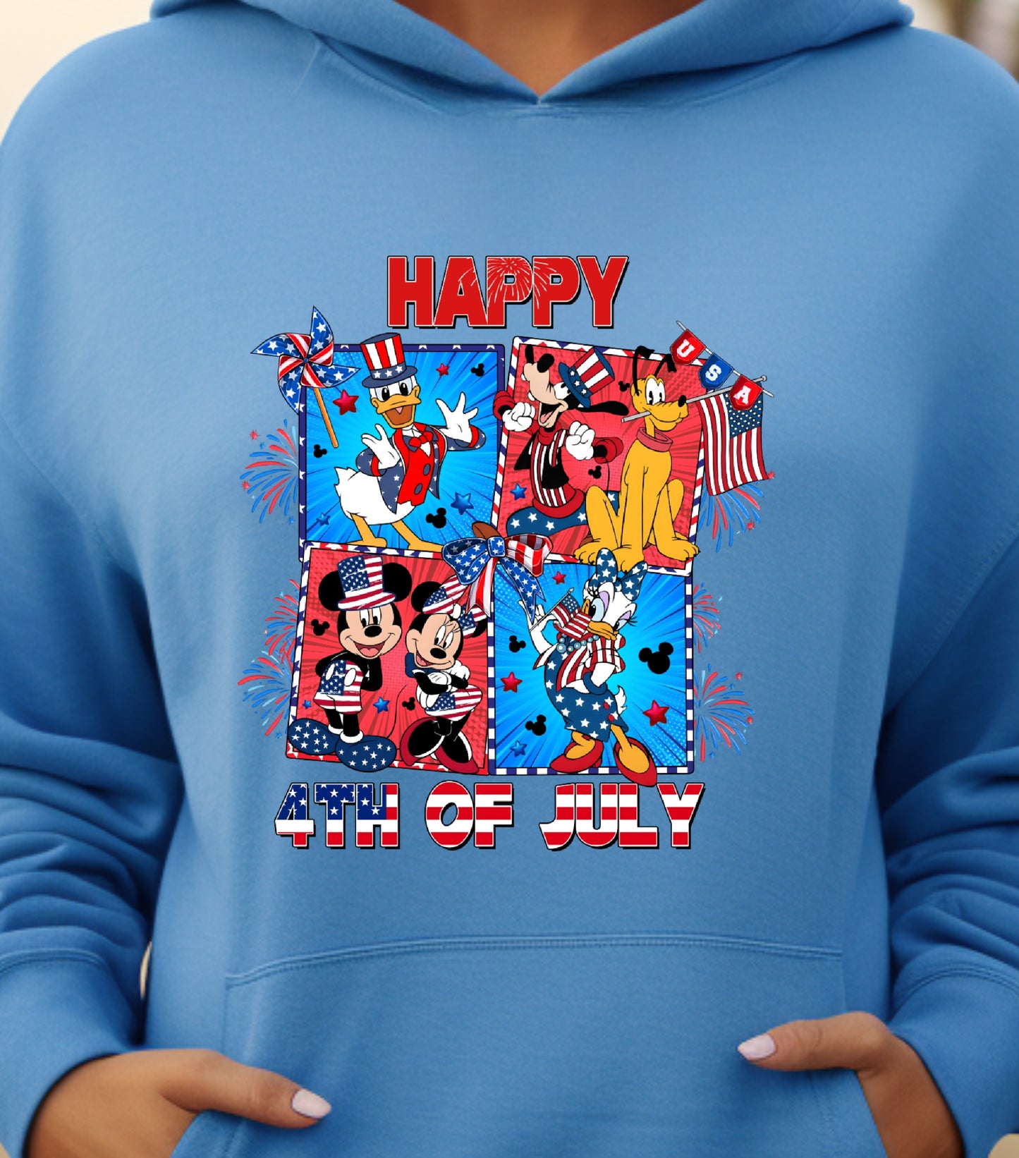 Mouse 4th Of July Hoodie, Cartoon 4th July Hoodie, Fourth Of July, Independence Day Hoodie, 4t of July Coquette Hoodie