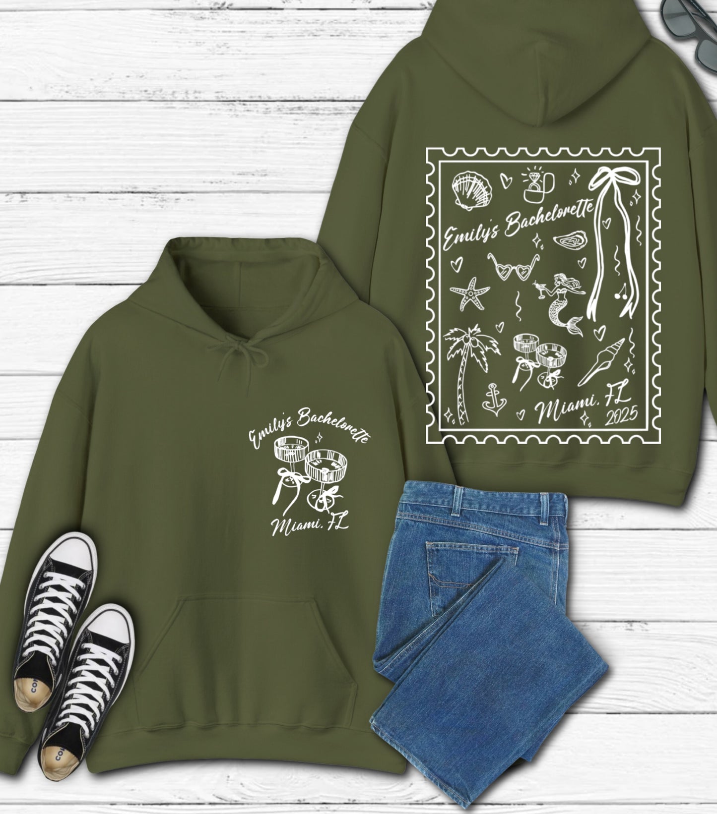 Personalized Summer Mermaid Bachelorette hoodie, Beach Bachelorette hoodie, Mermaid Bach hoodie,  Coastal Bachelorette hoodie, Tropical Bach Party hoodie