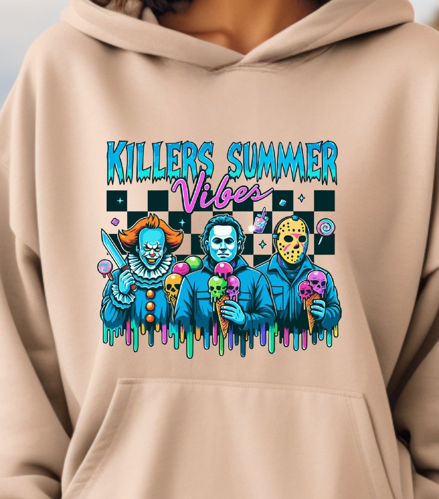 Summer Halloween Hoodie, Killers Summer Vibes Hoodie, Funny Halloween Funny Hoodie,  Halloween in Summer Hoodie