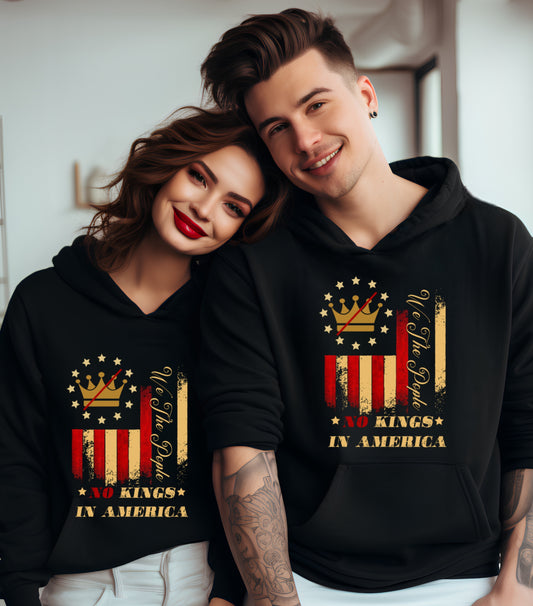 No Kings in America Hoodie, Anti Authoritarian Protest Hoodie, For Social Justice Hoodie,  Democracy Not Monarchy America Hoodie, Nope Kings Hoodie (Copy)