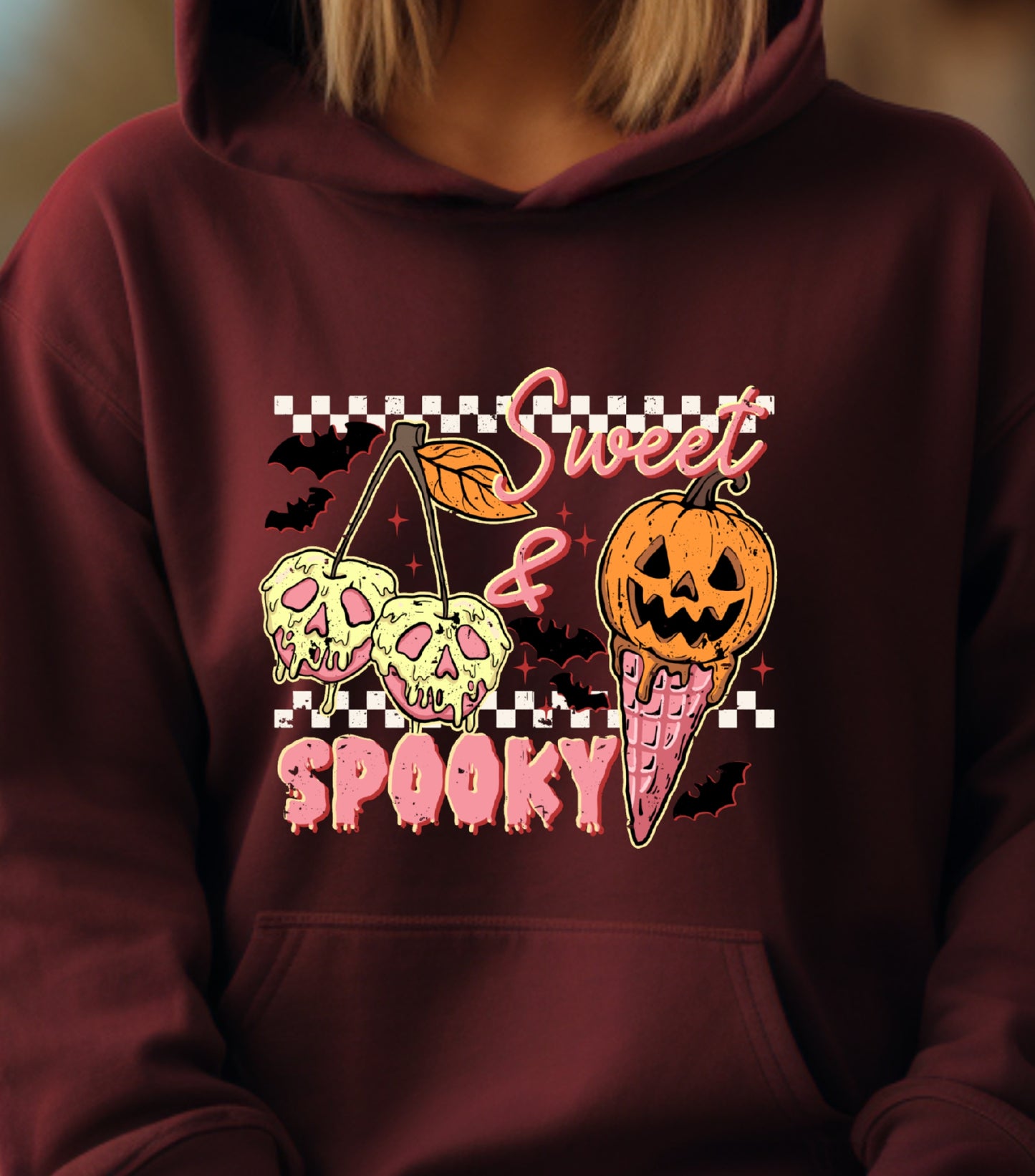 Sweet and Spooky Halloween Hoodie, Trendy Halloween Ice cream Hoodie, Funny Spooky Season,  Trick or treat Hoodie, Funny Fall Summer hoodie