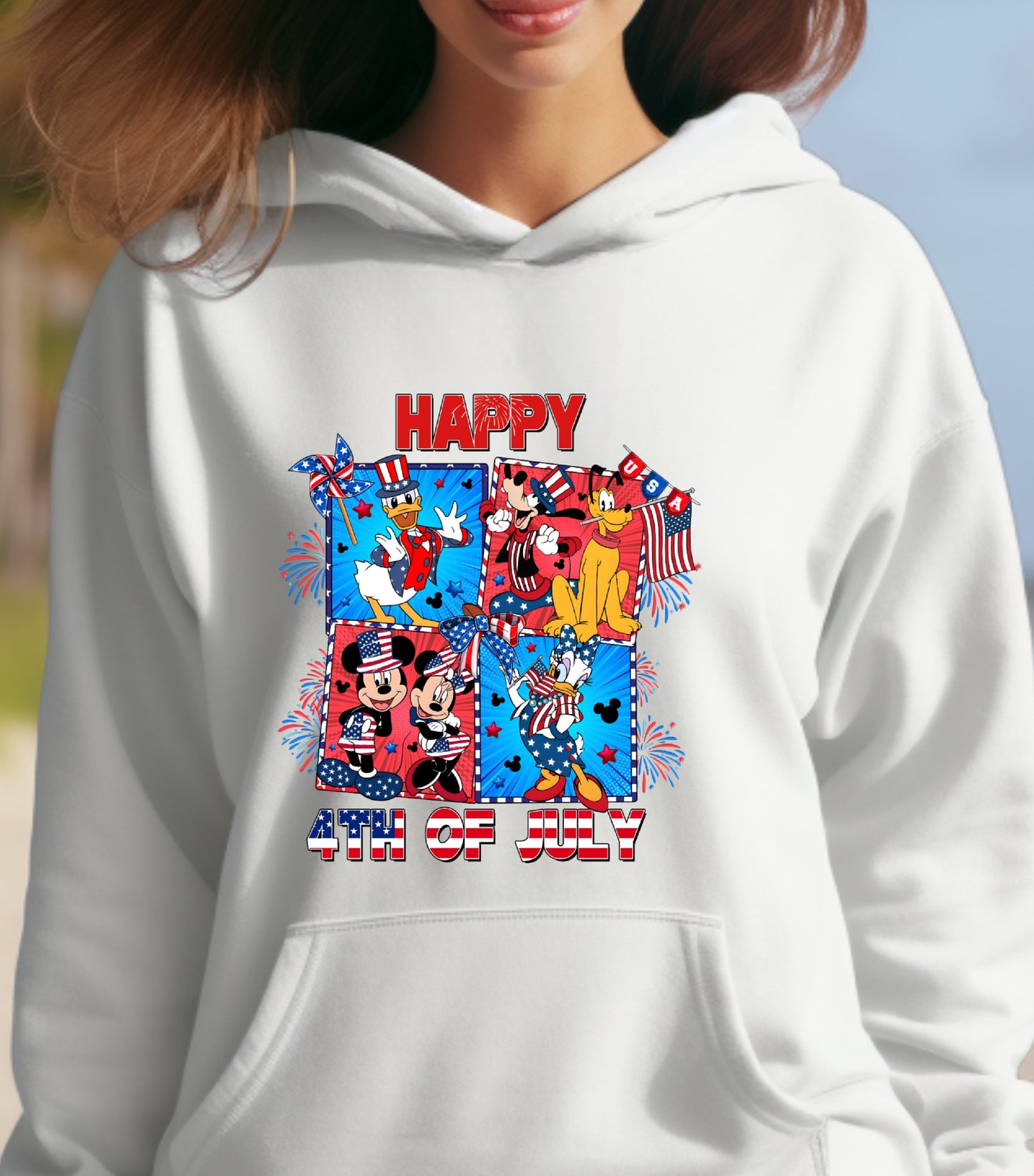Mouse 4th Of July Hoodie, Cartoon 4th July Hoodie, Fourth Of July, Independence Day Hoodie, 4t of July Coquette Hoodie