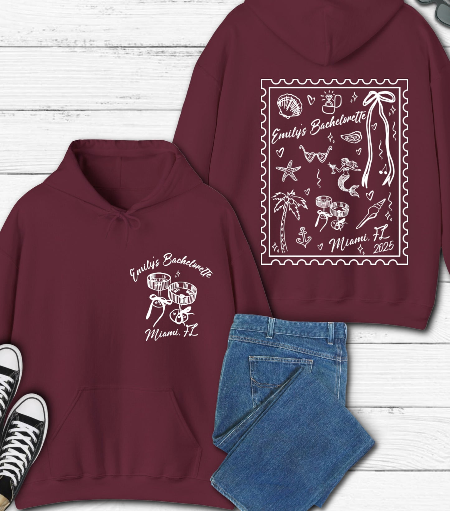 Personalized Summer Mermaid Bachelorette hoodie, Beach Bachelorette hoodie, Mermaid Bach hoodie,  Coastal Bachelorette hoodie, Tropical Bach Party hoodie