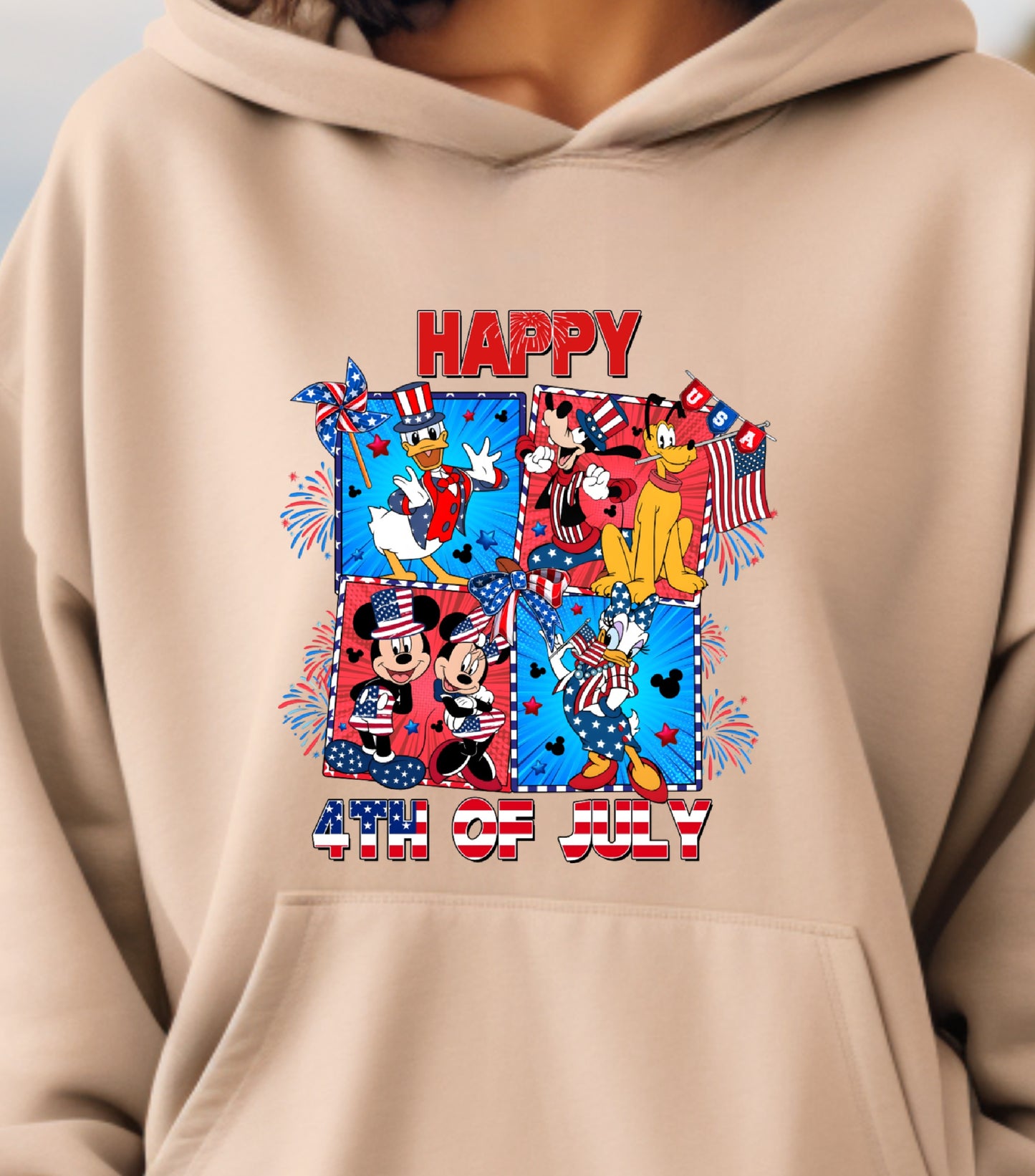 Mouse 4th Of July Hoodie, Cartoon 4th July Hoodie, Fourth Of July, Independence Day Hoodie, 4t of July Coquette Hoodie