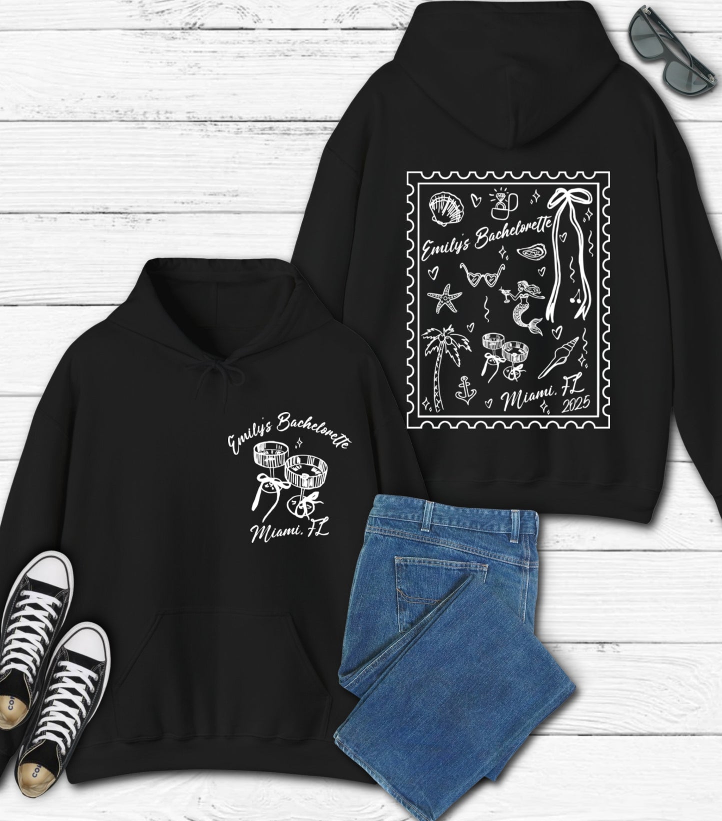 Personalized Summer Mermaid Bachelorette hoodie, Beach Bachelorette hoodie, Mermaid Bach hoodie,  Coastal Bachelorette hoodie, Tropical Bach Party hoodie