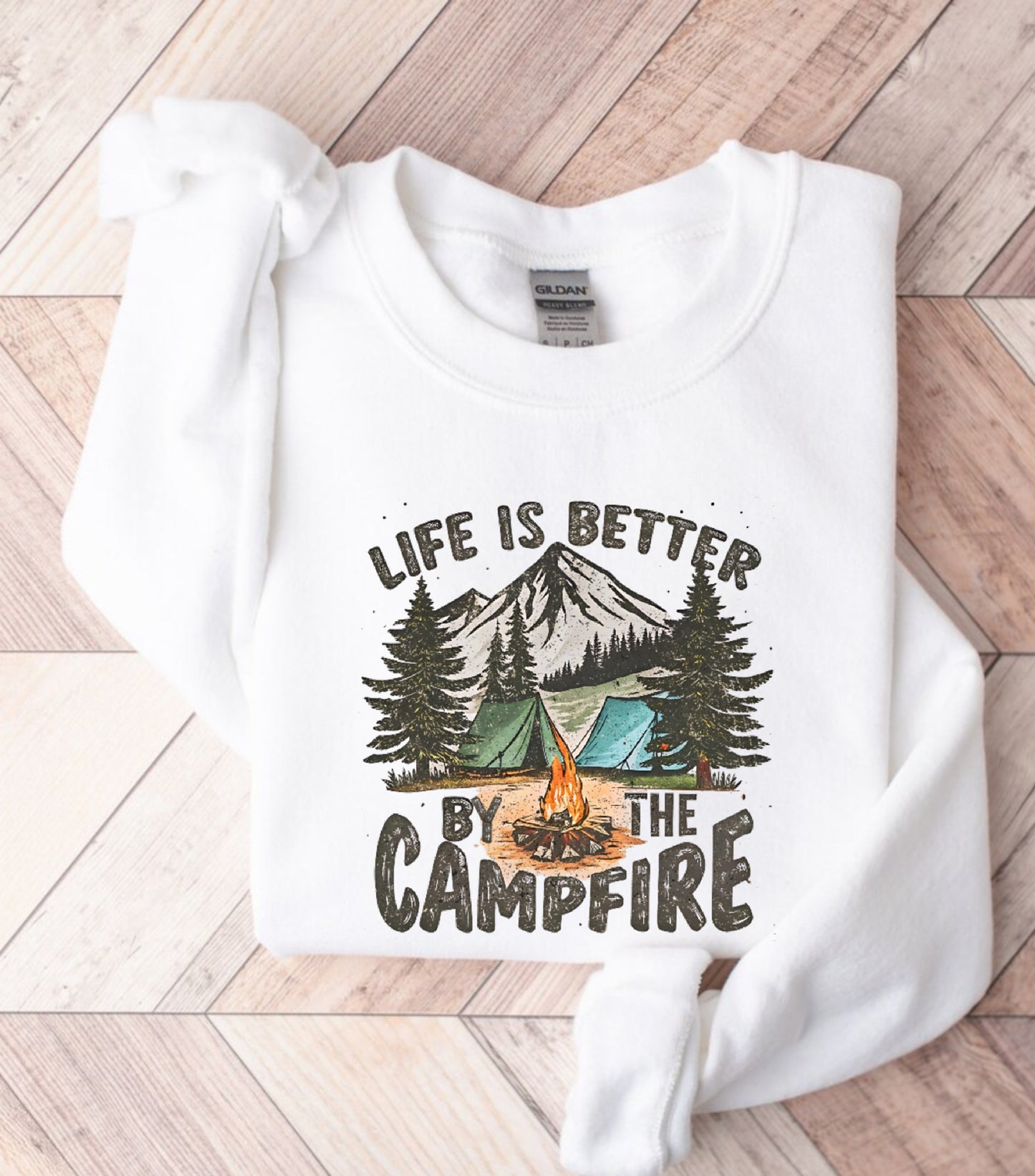 Life Is Better By The Campfire Sweatshirt, Camping Retro Sweatshirt, summer vibes and holiday sweatshirt