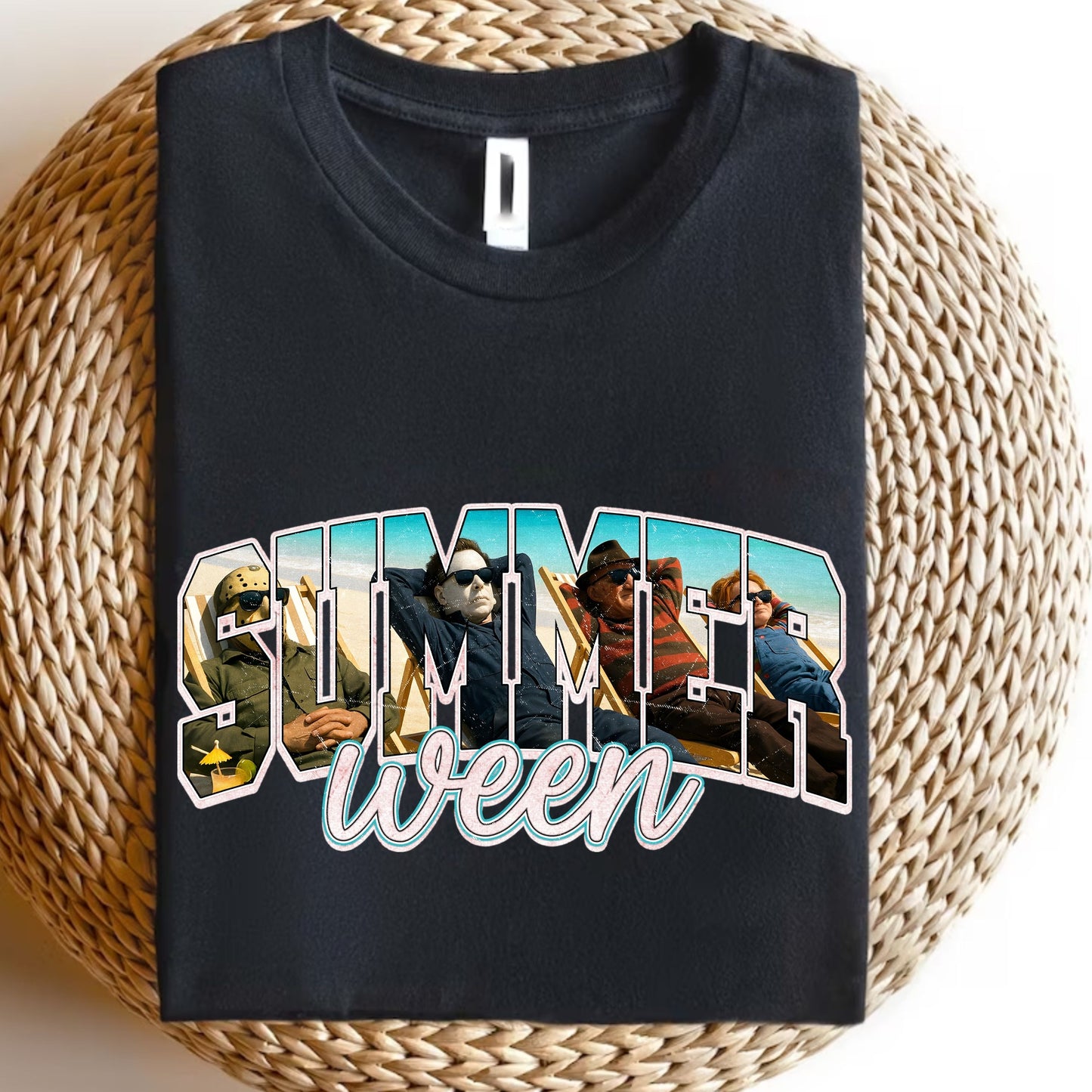 Horror Killers Summerween Sweatshirt, Horror Characters Sweatshirt, Killers for Summer Vibes Sweatshirt,  Happy Summer Halloween Sweatshirt