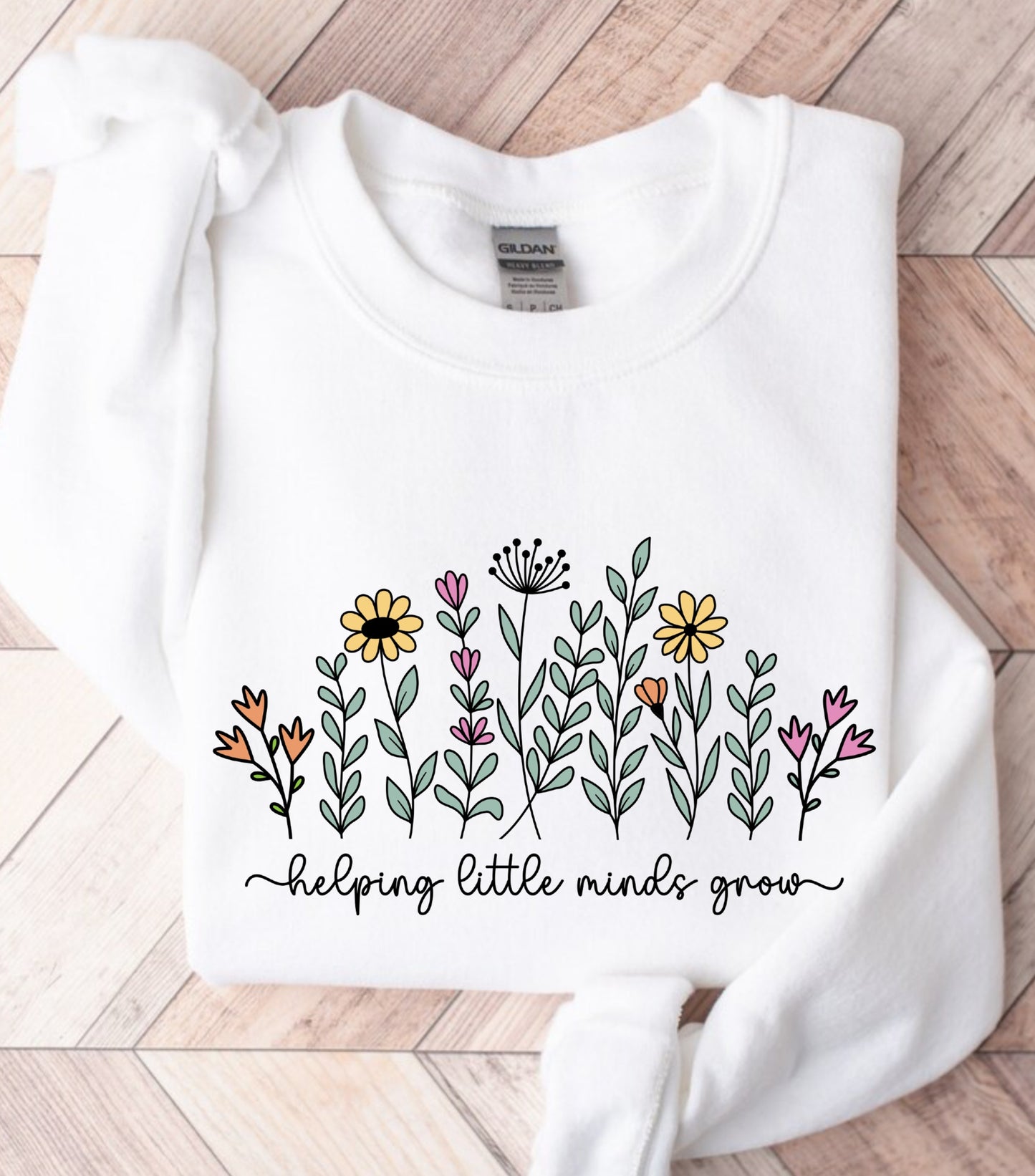 Teacher Wildflowers Sweatshirt, Helping Little Minds Grow Sweatshirt, Teacher Boho Flowers sweatshirt, Gift for Teacher sweatshirt