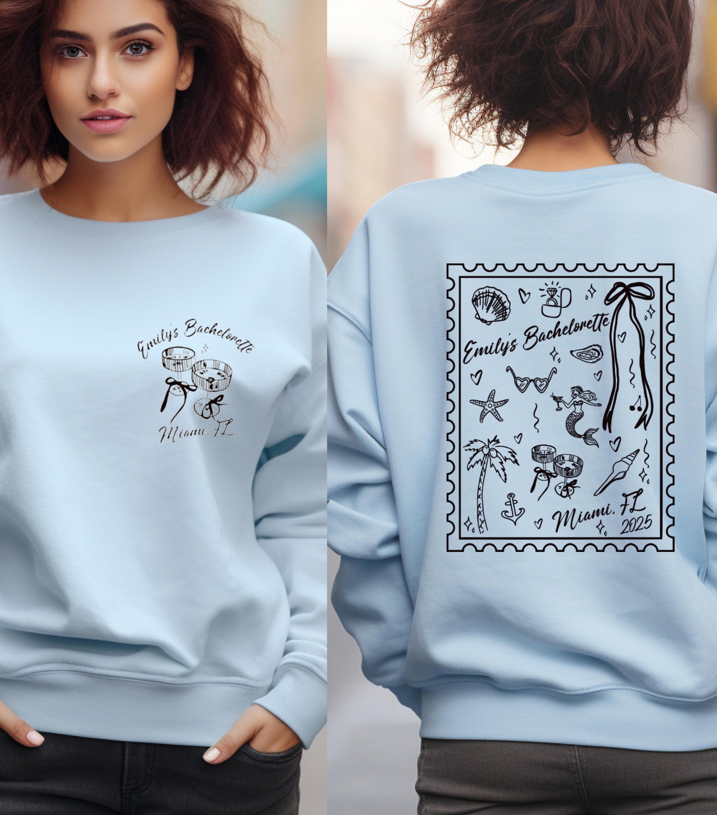 Personalized Summer Mermaid Bachelorette Sweatshirt, Beach Bachelorette Sweatshirt, Mermaid Bach Sweatshirt,  Coastal Bachelorette sweatshirt, Tropical Bach Party sweatshirt