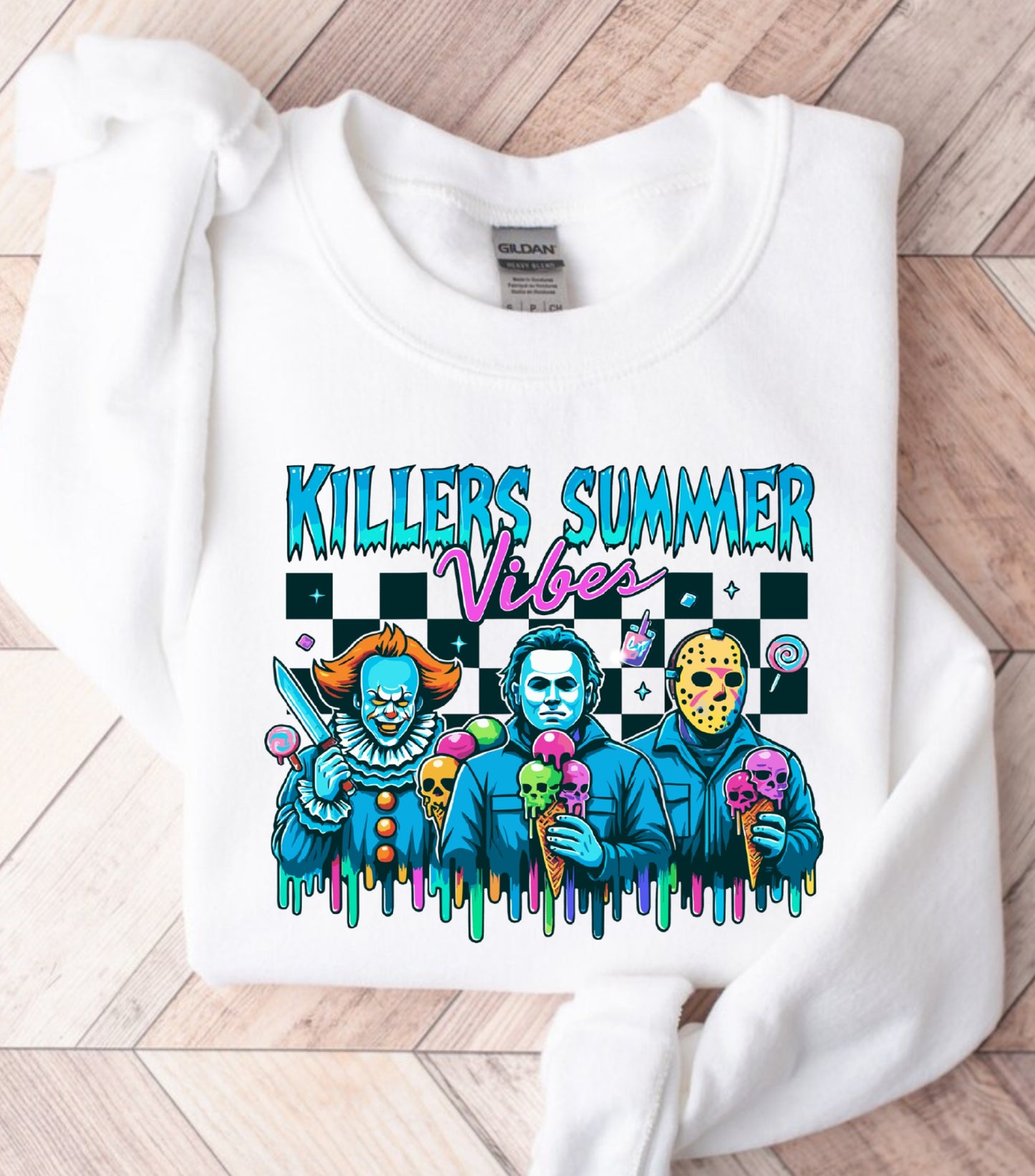 Summer Halloween Sweatshirt, Killers Summer Vibes Sweatshirt, Funny Halloween Funny sweatshirt,  Halloween in Summer Sweatshirt