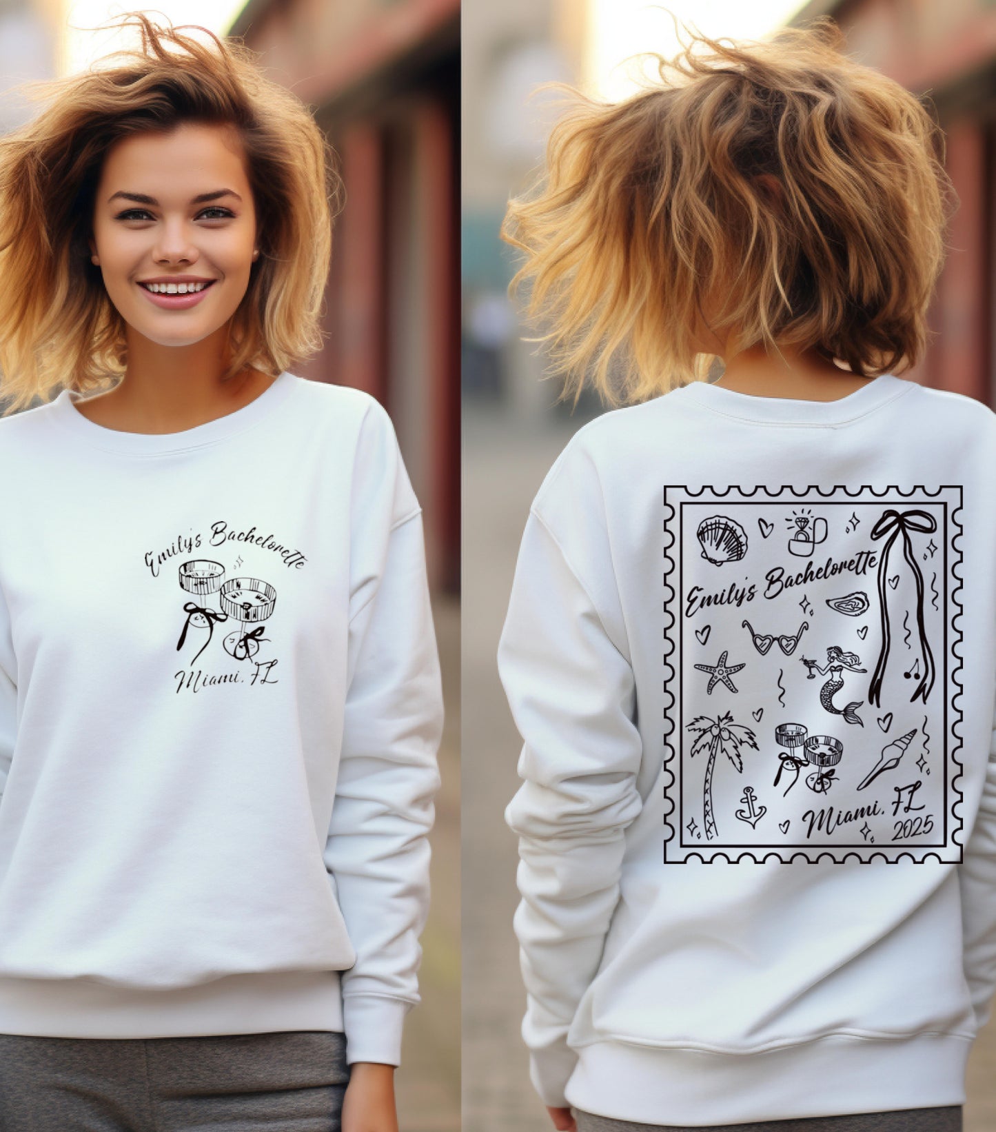 Personalized Summer Mermaid Bachelorette Sweatshirt, Beach Bachelorette Sweatshirt, Mermaid Bach Sweatshirt,  Coastal Bachelorette sweatshirt, Tropical Bach Party sweatshirt