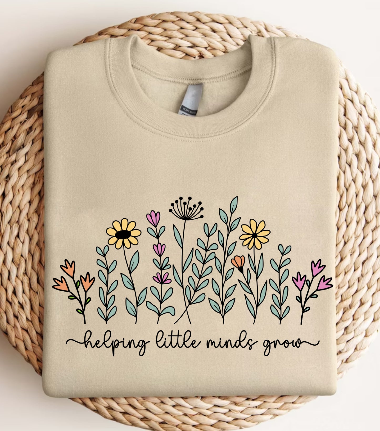 Teacher Wildflowers Sweatshirt, Helping Little Minds Grow Sweatshirt, Teacher Boho Flowers sweatshirt, Gift for Teacher sweatshirt