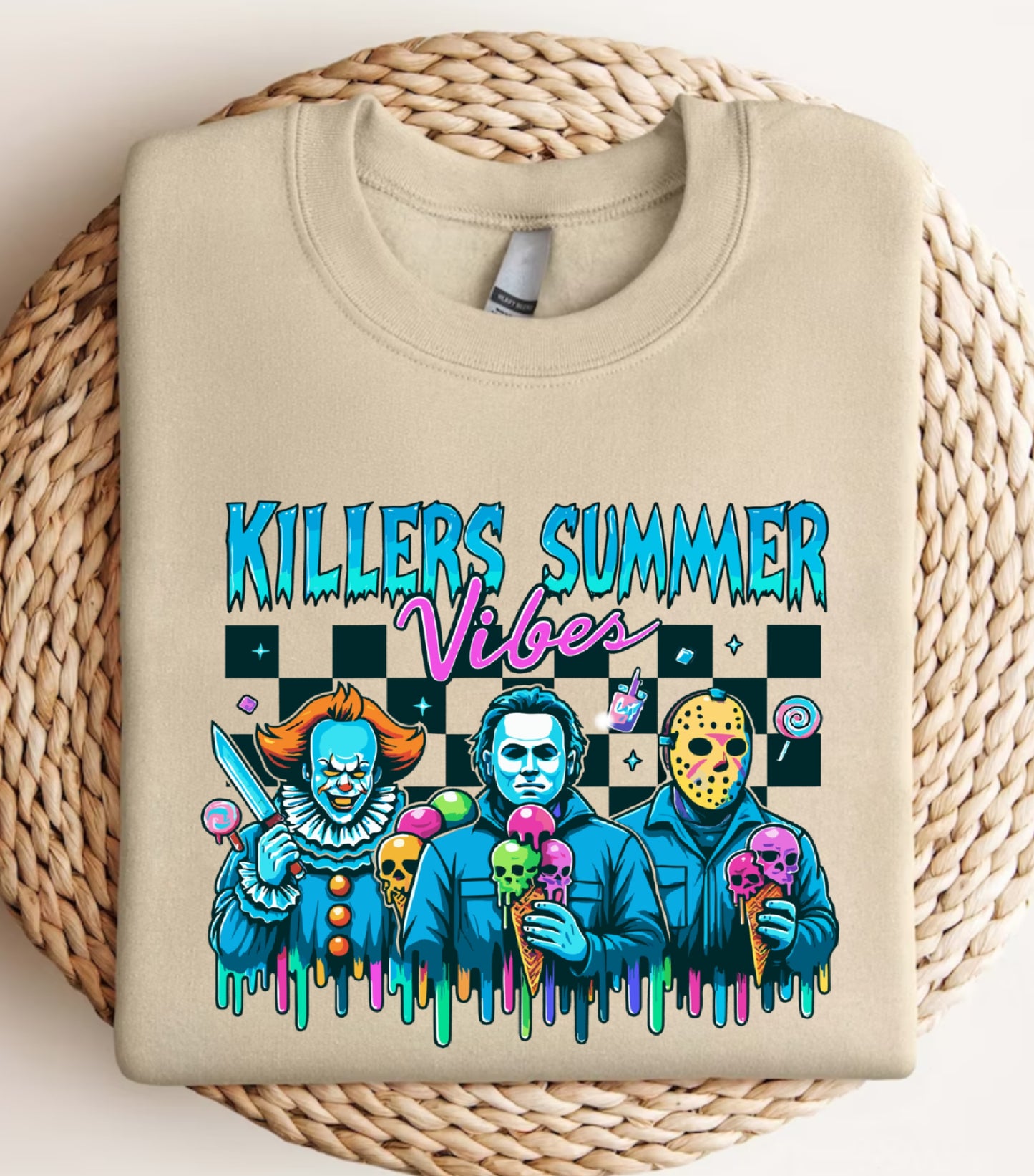 Summer Halloween Sweatshirt, Killers Summer Vibes Sweatshirt, Funny Halloween Funny sweatshirt,  Halloween in Summer Sweatshirt