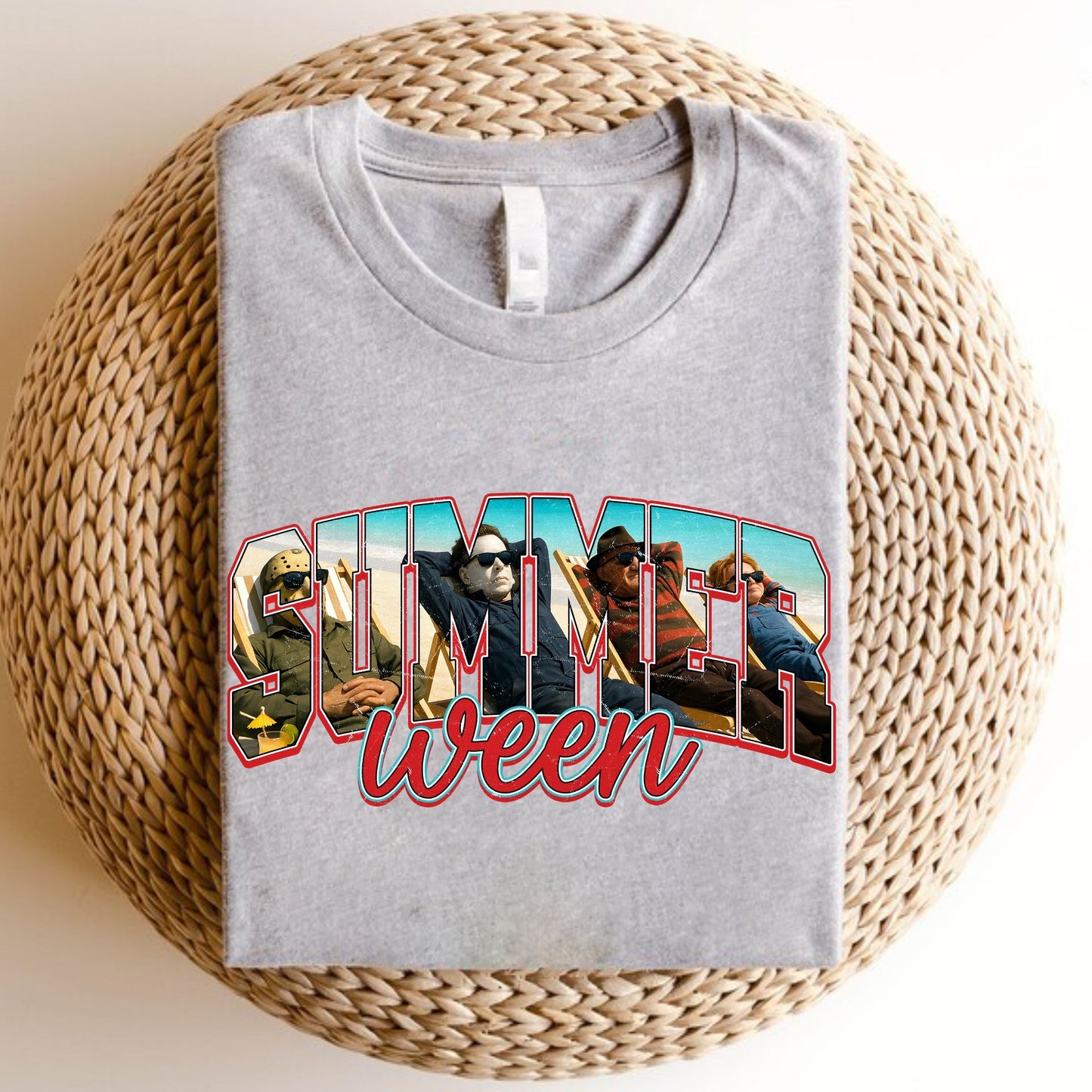 Horror Killers Summerween Sweatshirt, Horror Characters Sweatshirt, Killers for Summer Vibes Sweatshirt,  Happy Summer Halloween Sweatshirt