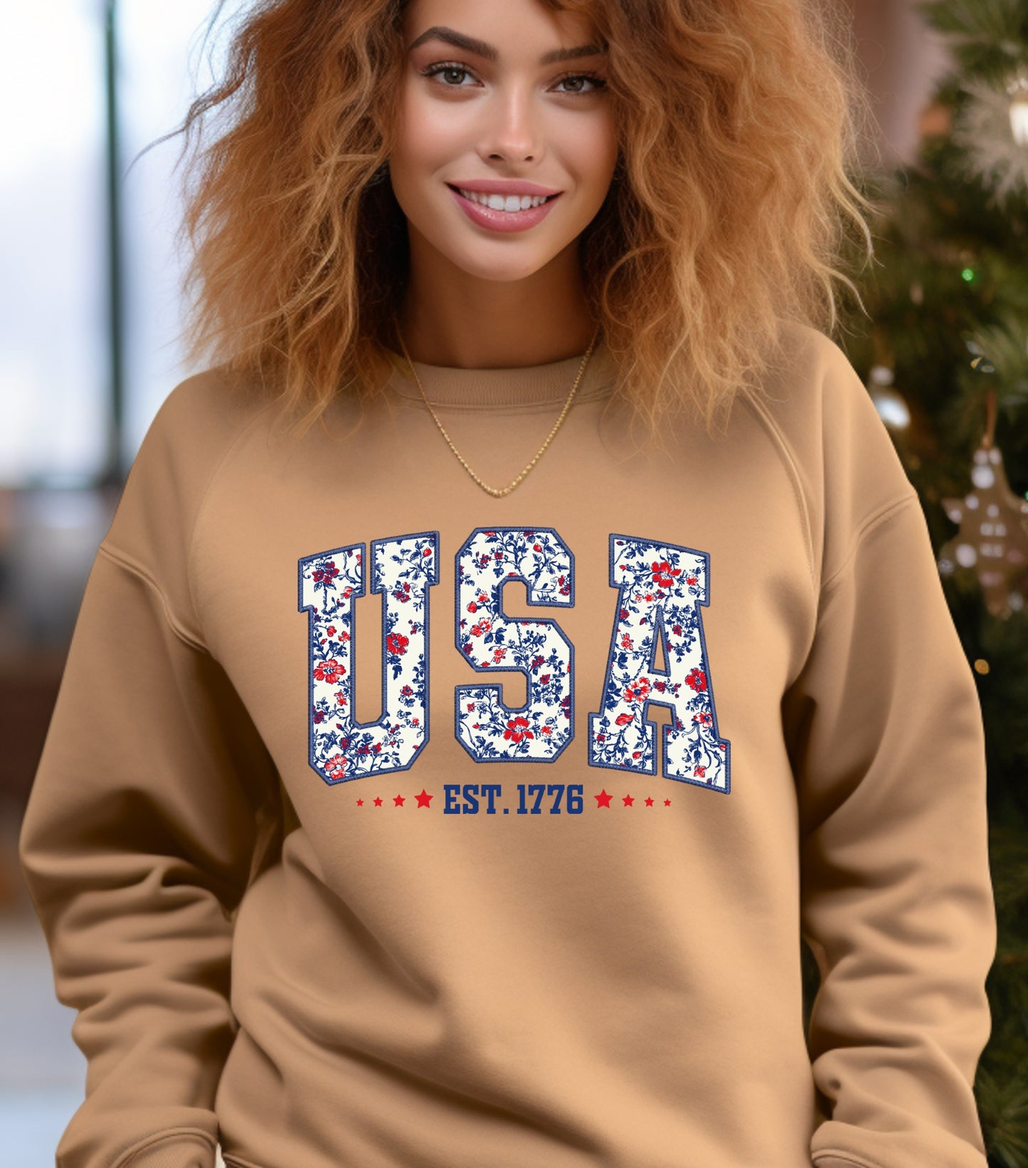 America Patriotic Sweatshirt, 4th Of July Sweatshirt, Independence Day Sweatshirt,  Flower 4th of july sweatshirt