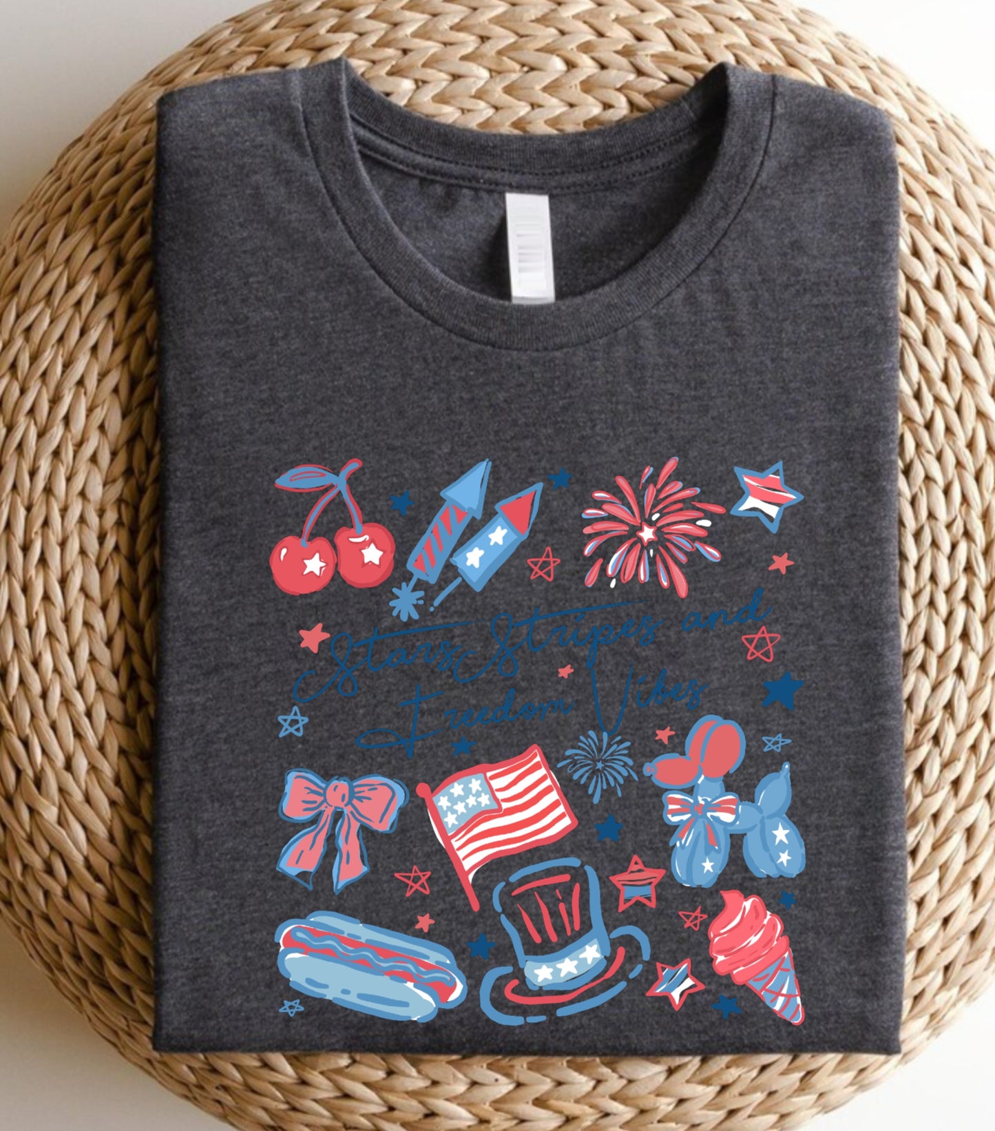 Stars Stipes and Freedom Vibes Sweatshirt, 4th Of July sweatshirt, Girly American sweatshirt, America Coquette sweatshirt