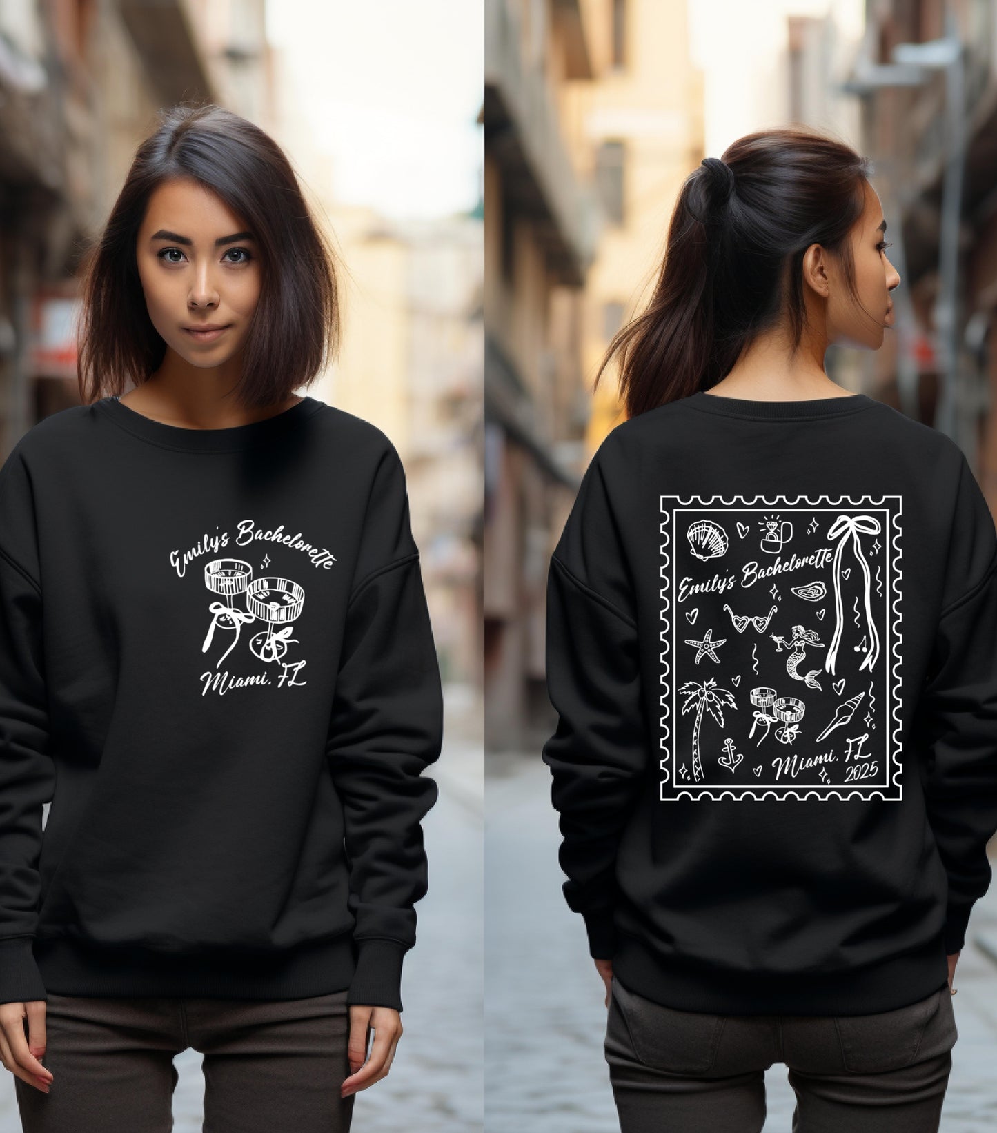 Personalized Summer Mermaid Bachelorette Sweatshirt, Beach Bachelorette Sweatshirt, Mermaid Bach Sweatshirt,  Coastal Bachelorette sweatshirt, Tropical Bach Party sweatshirt