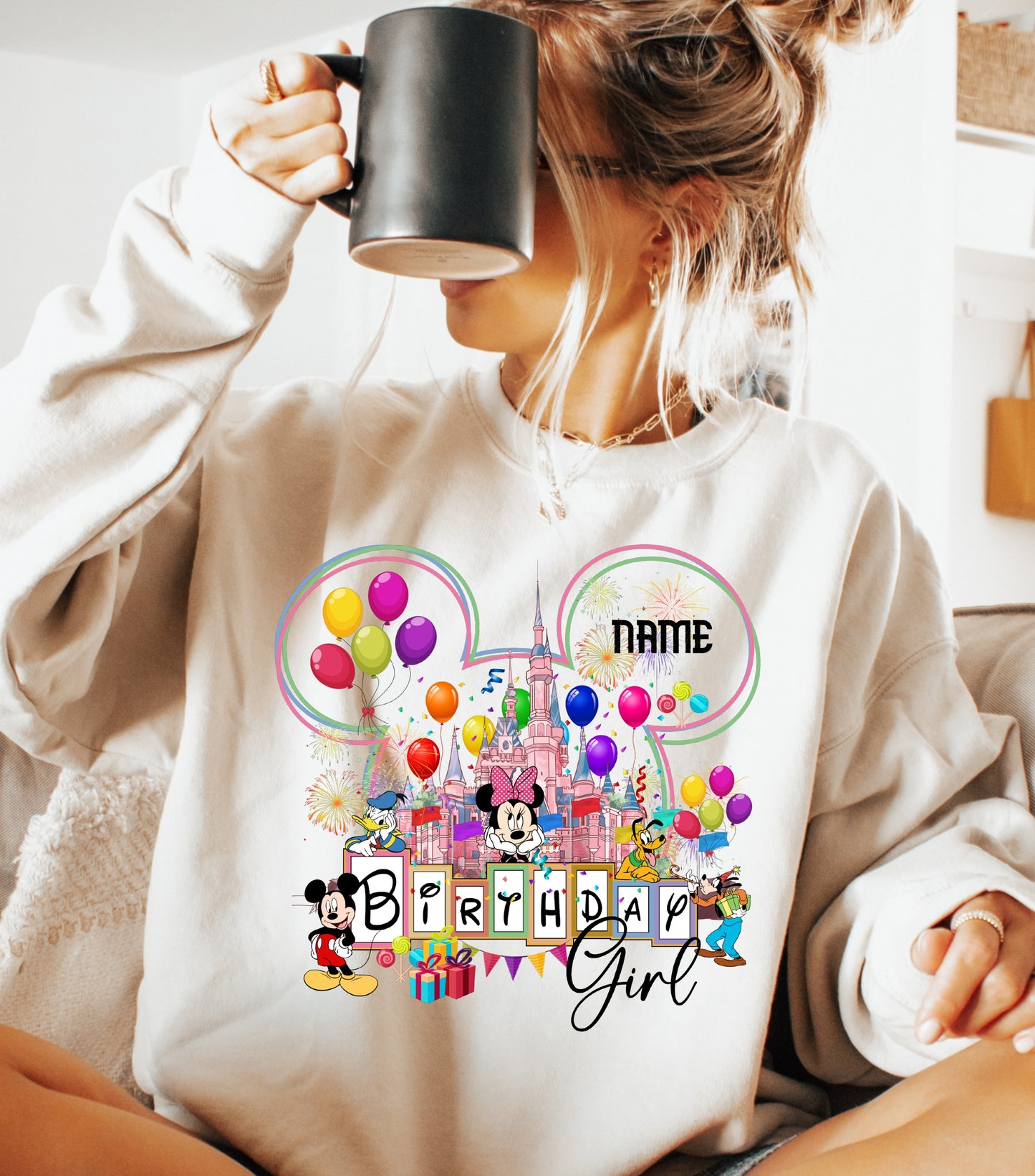 Personalized Birthday Girl Sweatshirt, Custom Name, Happy Birthday sweatshirt, Family Vacation 2025 Sweatshirt,  Wish Trip 2025, Magical Kingdom sweatshirt