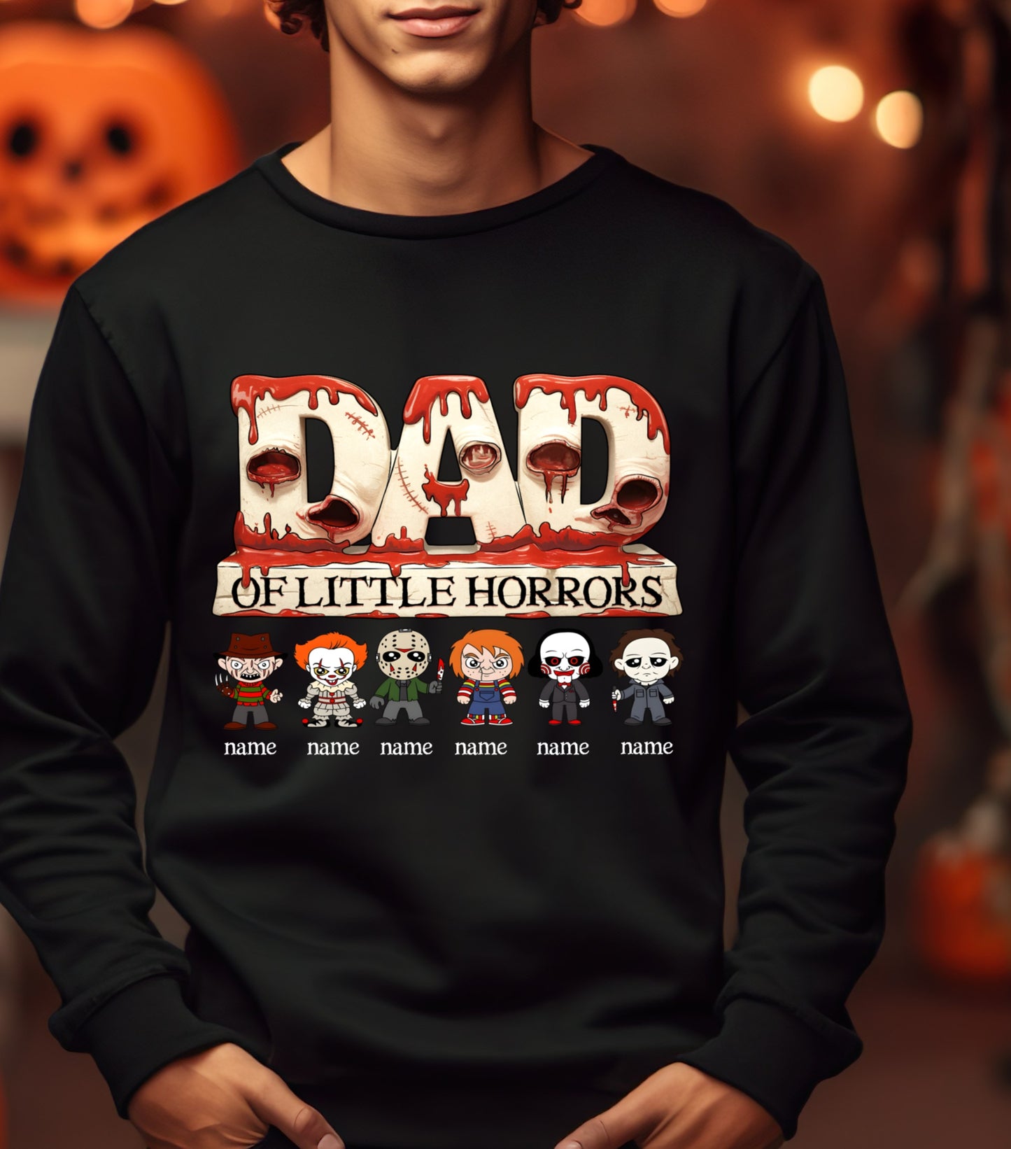 Personalized Dad Horror Sweatshirt, Horror Characters Movie Sweatshirt, Custom Dad Of kids Horrors Sweatshirt, Custom Sweatshirt