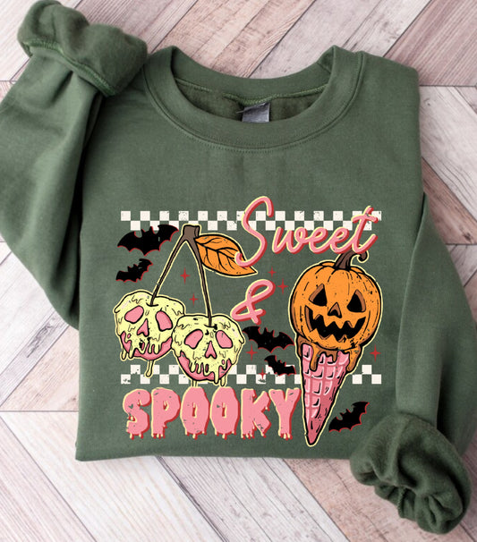 Sweet and Spooky Halloween Sweatshirt, Trendy Halloween Ice cream Sweatshirt, Funny Spooky Season,  Trick or treat sweatshirt, Funny Fall Summer sweatshirt