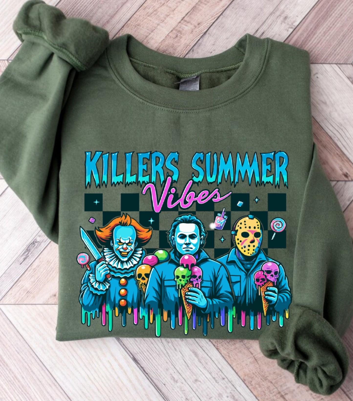 Summer Halloween Sweatshirt, Killers Summer Vibes Sweatshirt, Funny Halloween Funny sweatshirt,  Halloween in Summer Sweatshirt