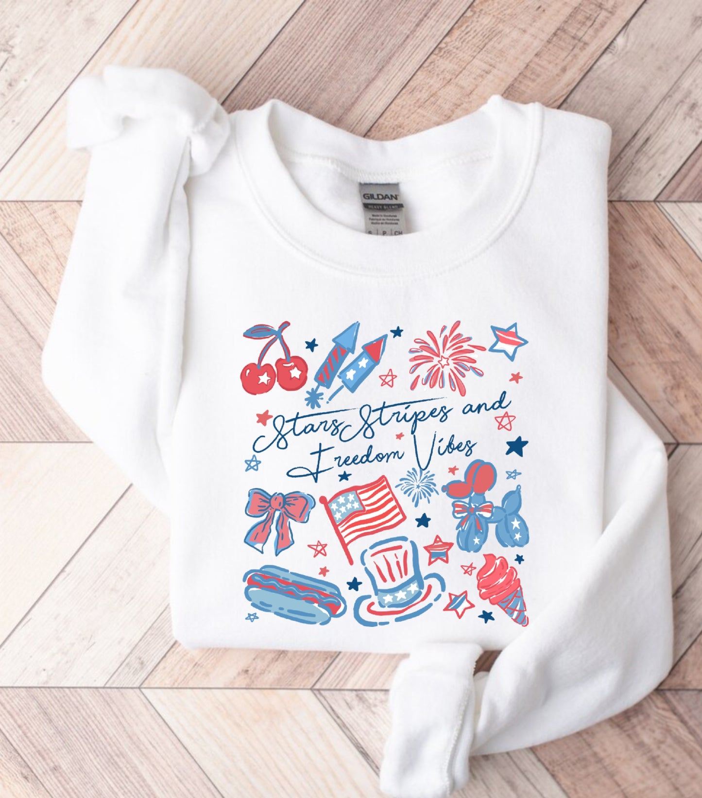 Stars Stipes and Freedom Vibes Sweatshirt, 4th Of July sweatshirt, Girly American sweatshirt, America Coquette sweatshirt