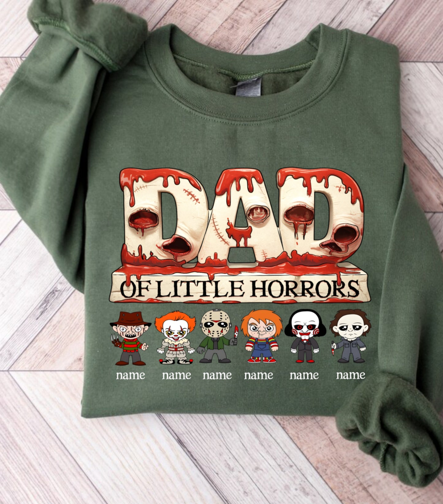 Personalized Dad Horror Sweatshirt, Horror Characters Movie Sweatshirt, Custom Dad Of kids Horrors Sweatshirt, Custom Sweatshirt