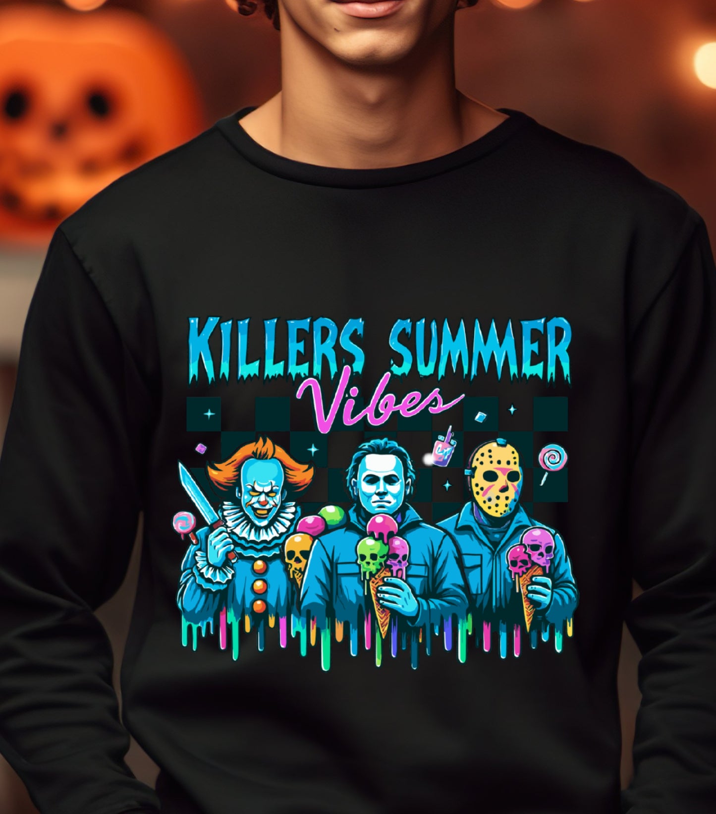 Summer Halloween Sweatshirt, Killers Summer Vibes Sweatshirt, Funny Halloween Funny sweatshirt,  Halloween in Summer Sweatshirt