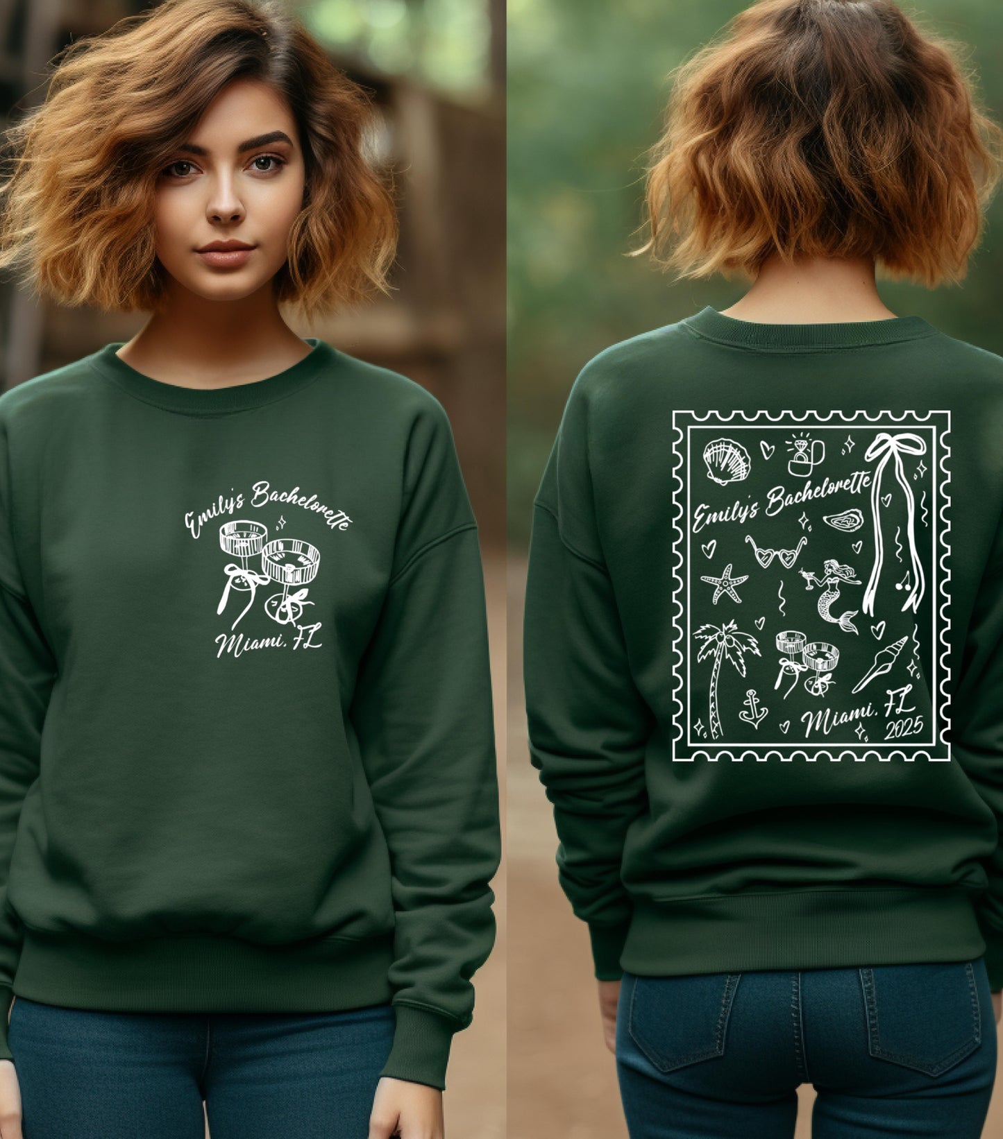 Personalized Summer Mermaid Bachelorette Sweatshirt, Beach Bachelorette Sweatshirt, Mermaid Bach Sweatshirt,  Coastal Bachelorette sweatshirt, Tropical Bach Party sweatshirt