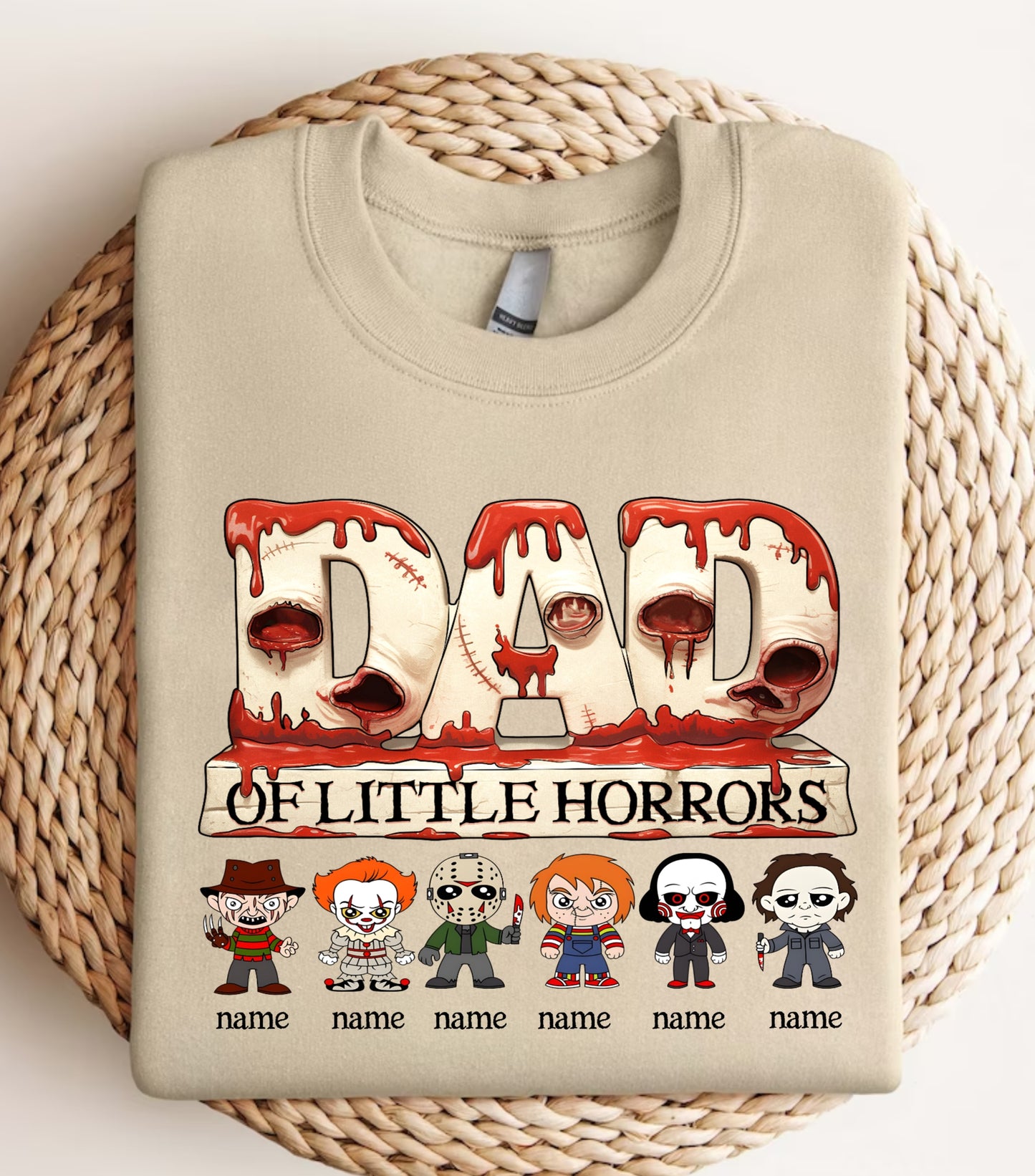 Personalized Dad Horror Sweatshirt, Horror Characters Movie Sweatshirt, Custom Dad Of kids Horrors Sweatshirt, Custom Sweatshirt