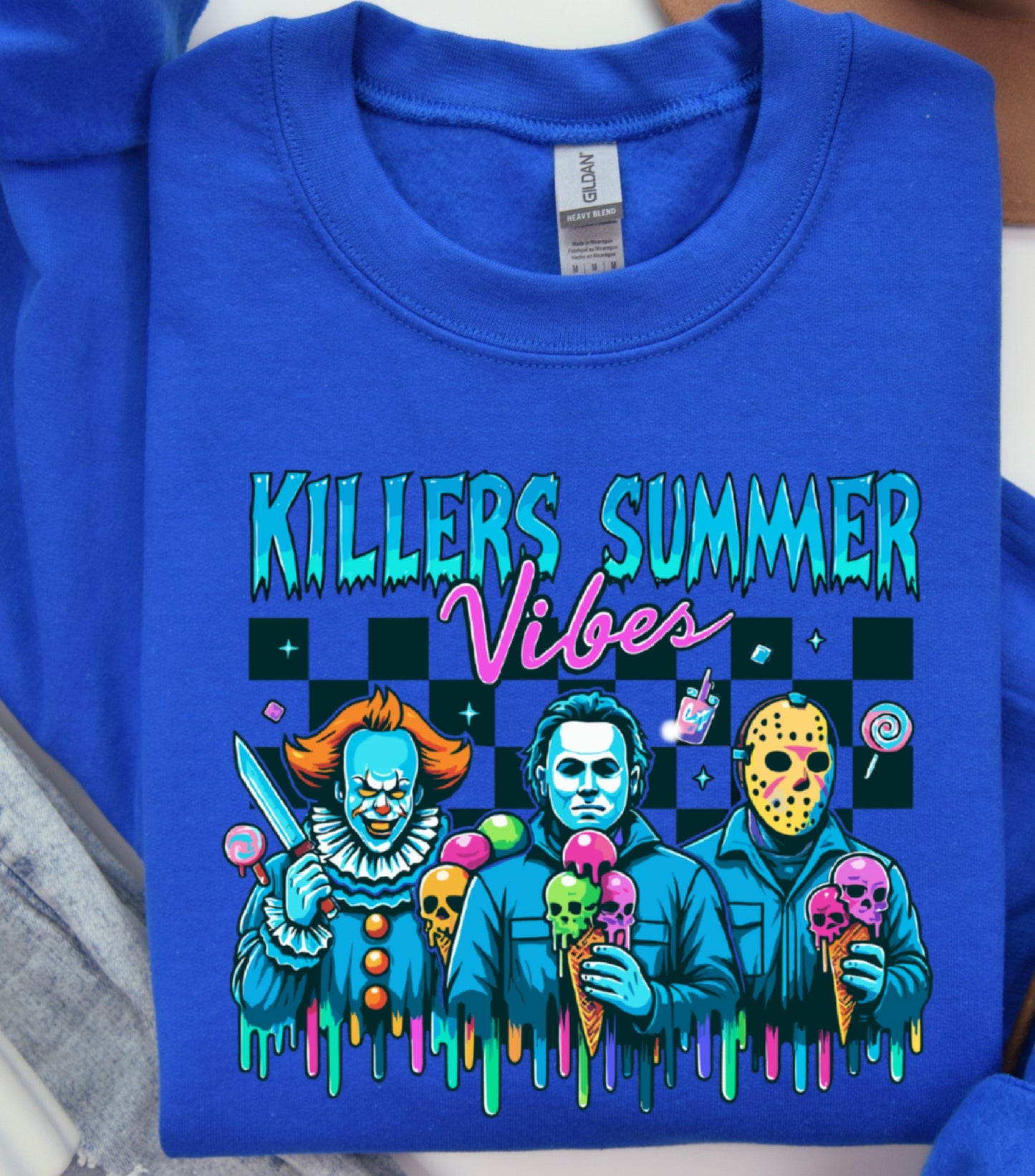 Summer Halloween Sweatshirt, Killers Summer Vibes Sweatshirt, Funny Halloween Funny sweatshirt,  Halloween in Summer Sweatshirt